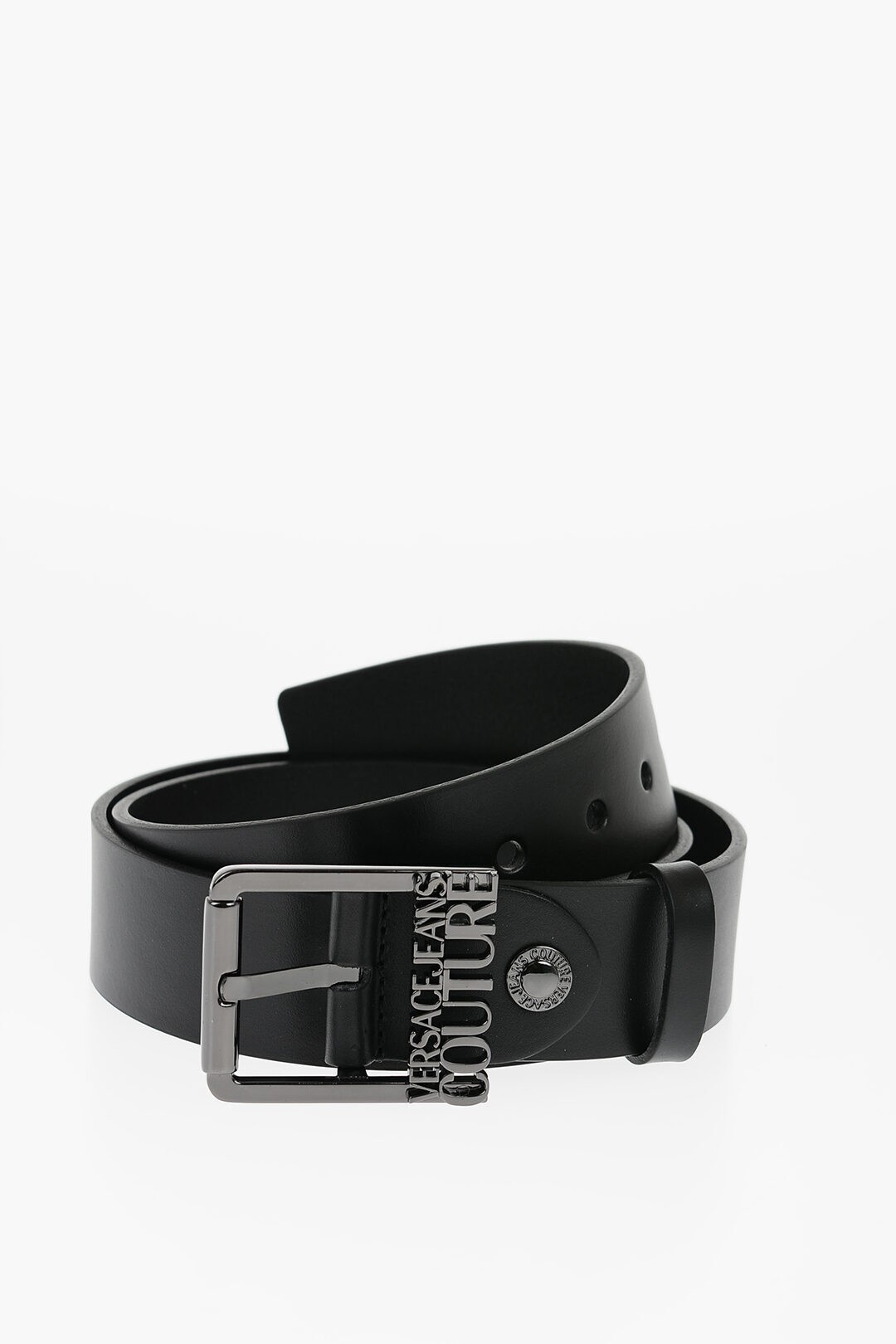 VERSACE FT[` xg 75YA6F13 ZP228 E12 Y JEANS COUTURE LEATHER BELT WITH LOGOED BUCKLE 40MM y֐ŁEzybsOz dk