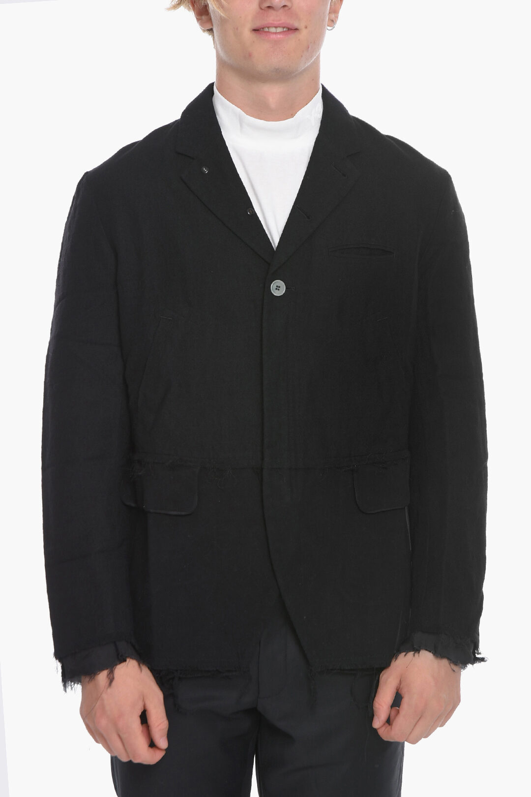 UNDERCOVER アンダーカバー ジャケット UI2B4102 0 BLACK メンズ WOOL-BLEND SINGLE-BREASTED BLAZER WIT RAW-CUT HEMS 【関税・送料無料】【ラッピング無料】 dk