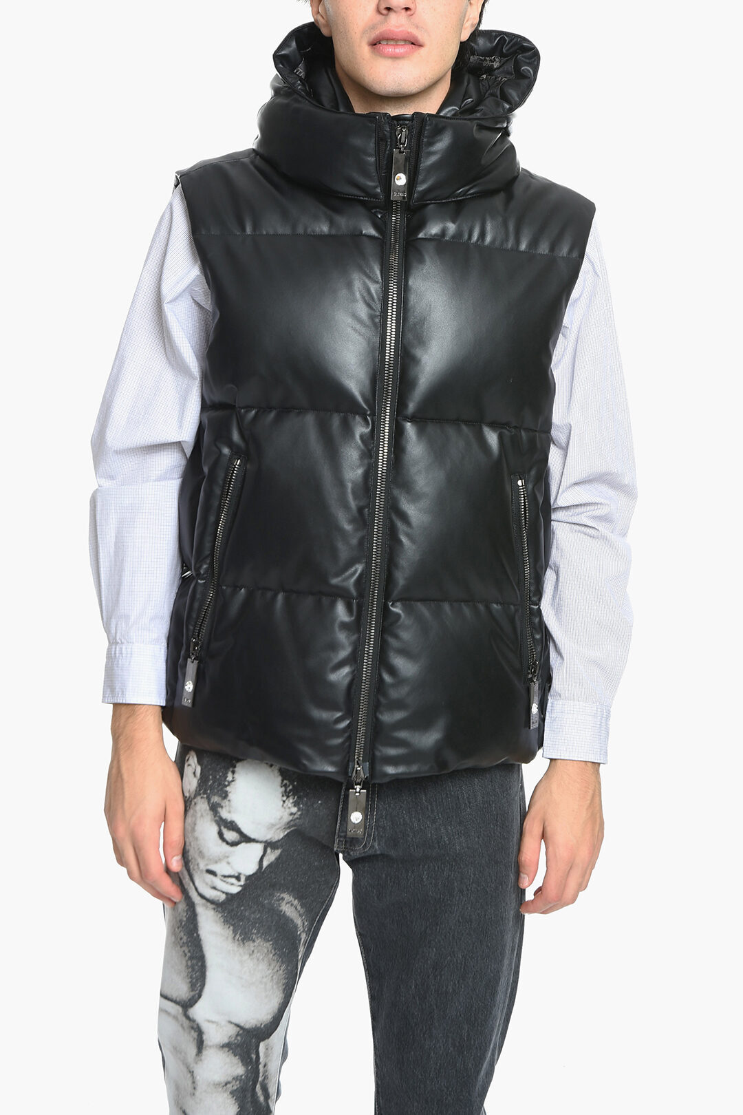 TATRAS タトラス ジャケット MTSF22S4818DPL/K 01 メンズ SFERA EBBASTA SLEEVELESS FAUX LEATHER DOWN JACKET WITH REMOV 【関税・送料無料】【ラッピング無料】 dk