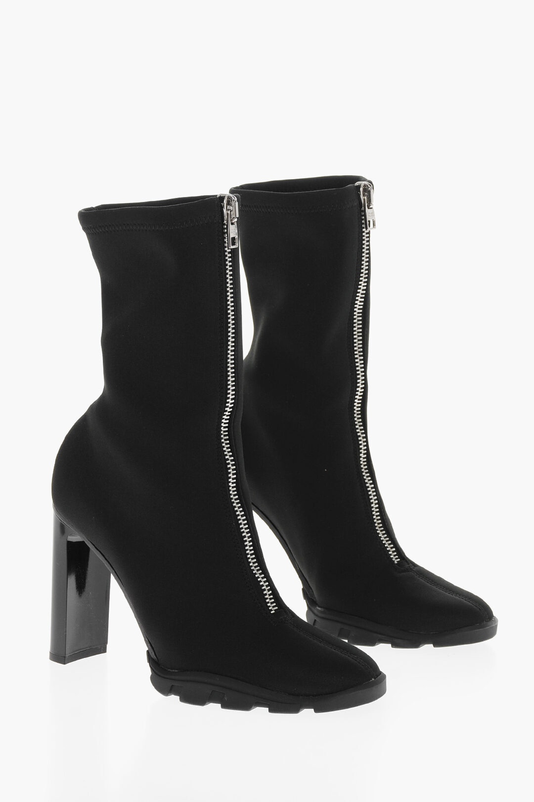 【土日限定クーポン配布中！】 ALEXANDER MCQUEEN アレキサンダー マックイーン ブーツ 688310W4SQ0 1000 レディース SHINY HEEL FULL ZIP SOCK BOOTIES 11CM 【関税・送料無料】【ラッピング無料】 dk