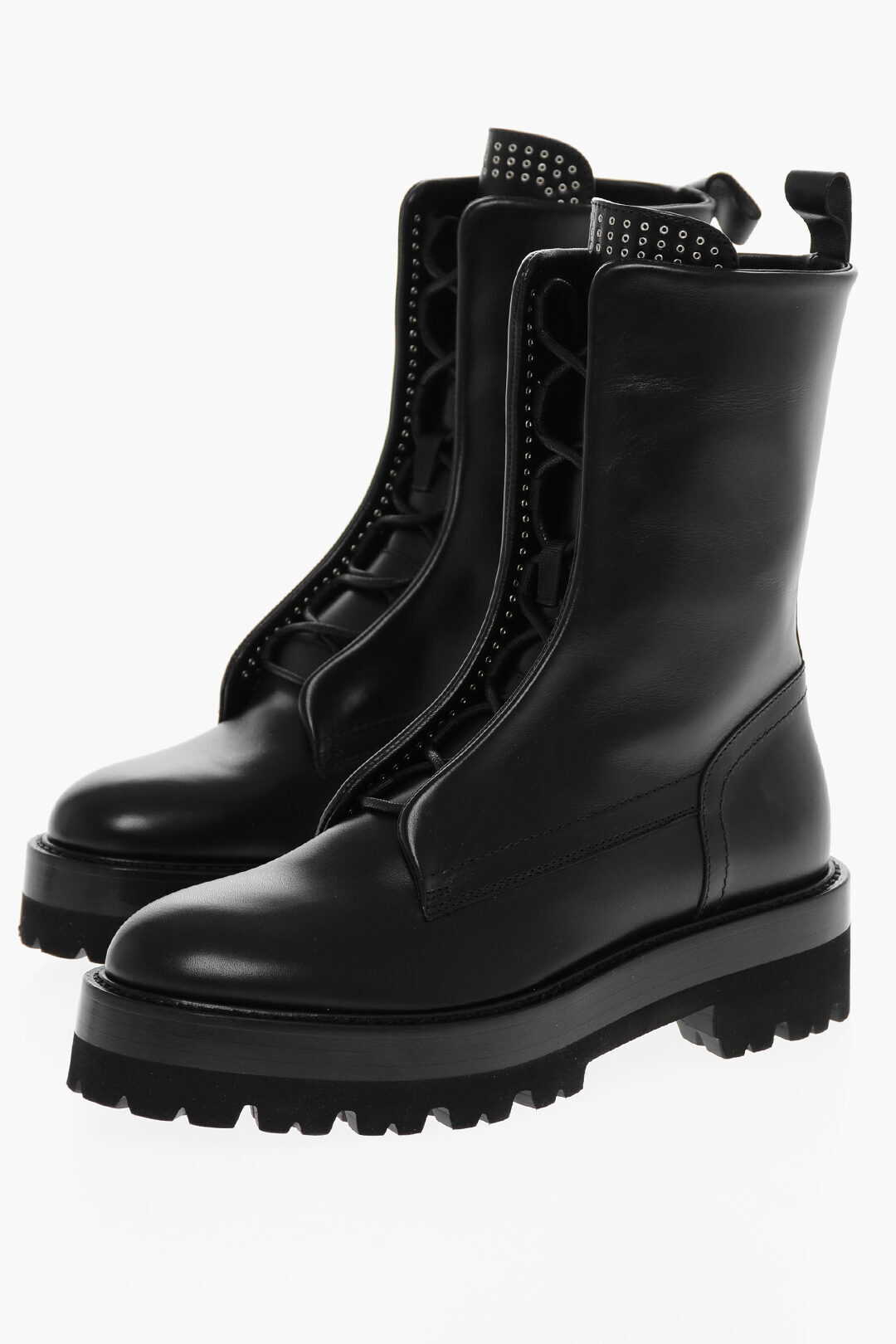 【土日限定クーポン配布中！】 ALAIA アライア ブーツ AA3B062CK127 0 999 レディース LACE-UP LEATHER COMBAT BOOTIES WITH MICRO METAL EYELETS 【関税・送料無料】【ラッピング無料】 dk