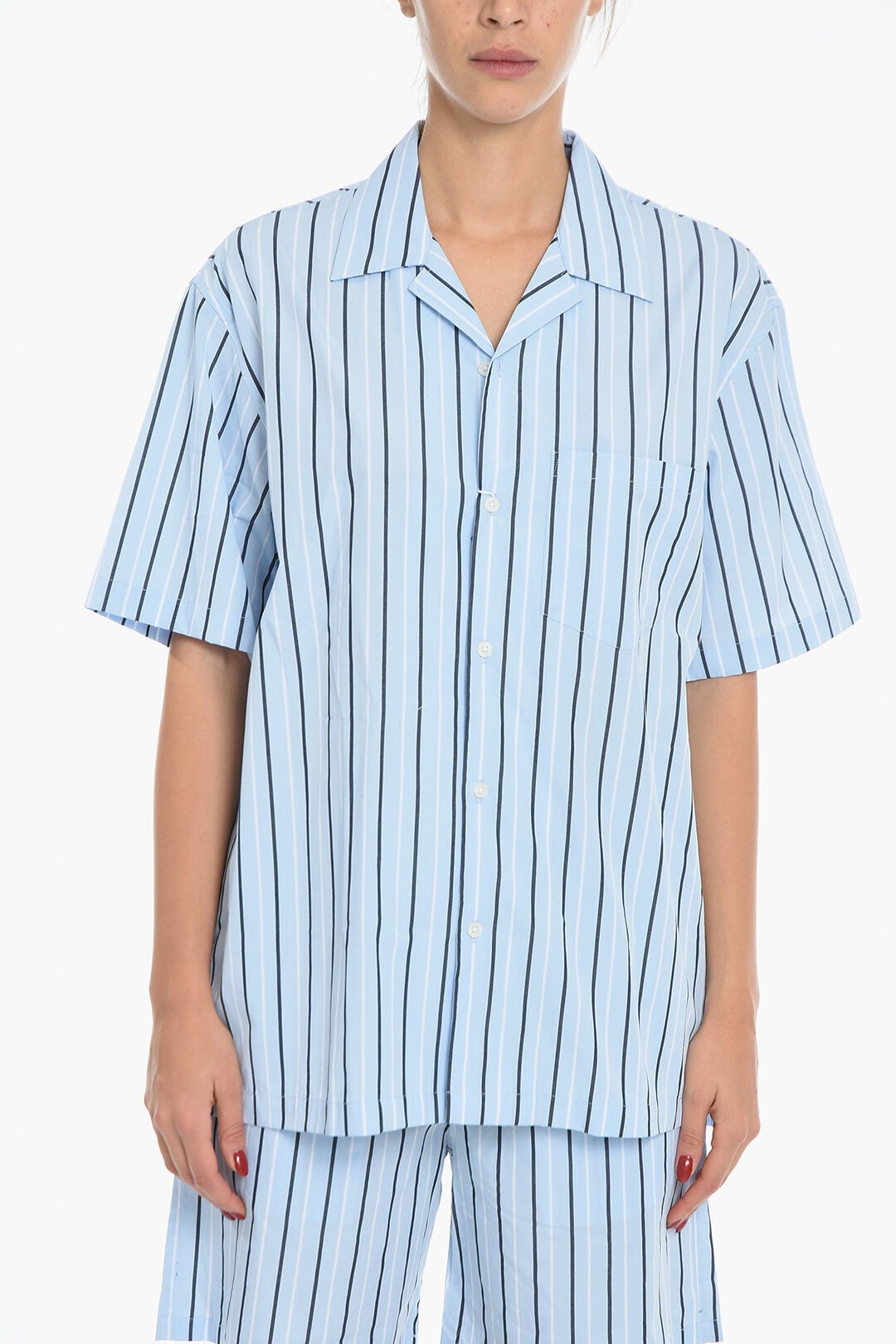 SAMSOE&SAMSOE サムソ サムソ シャツ U22200005 F OCEAN ST レディース AWNING STRIPED OVERSIZED EMER..