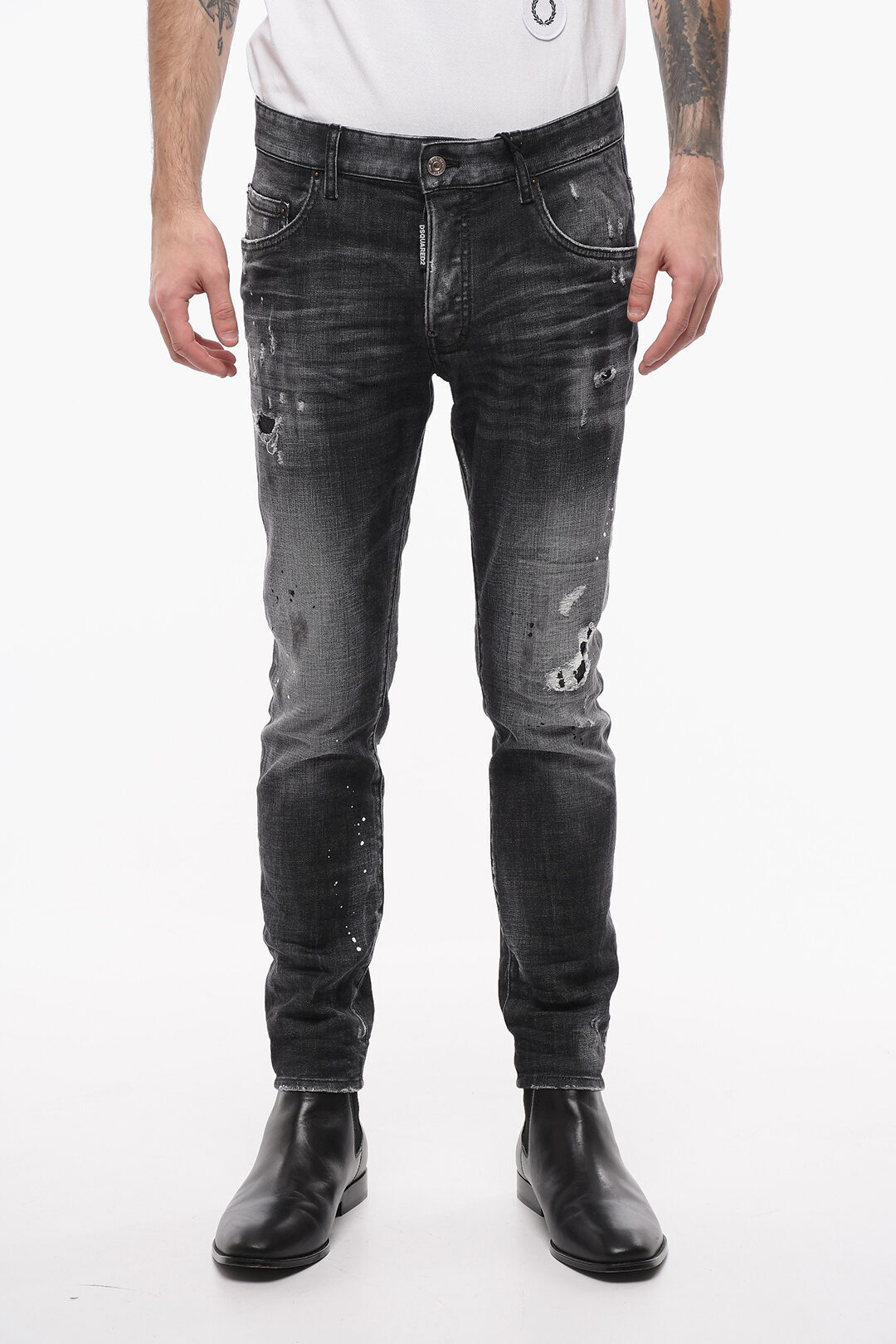 【本日5の付く日ポイント4倍!】 DSQUARED2 ディースクエアード デニム S74LB1195 S30357 900 メンズ DISTRESSED SKATER DENIMS WITH STONEWASH EFFECT 【関税・送料無料】【ラッピング無料】 dk