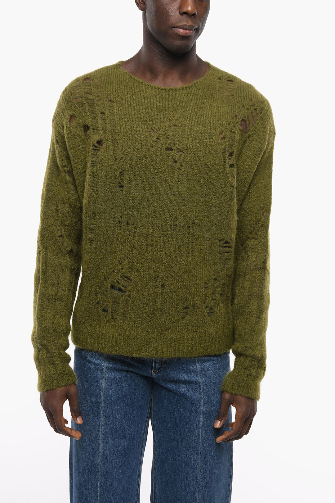  RAMAEL ニットウェア RA0001005 400 メンズ CREW NECK DISTRESSED MOHAIR BLEND PULLOVER  dk