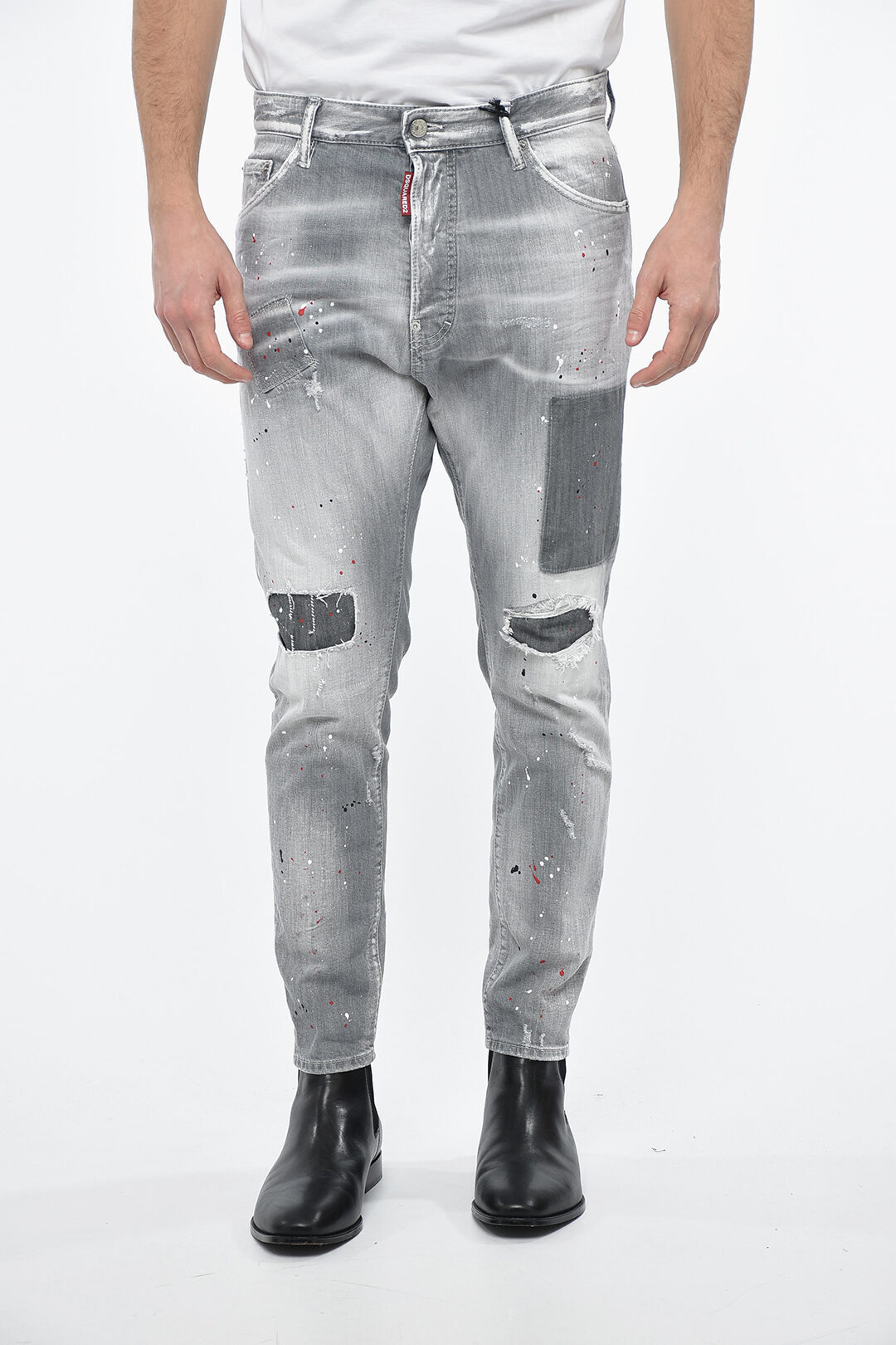 DSQUARED2 ディースクエアード デニム S74LB1237 S30260 852 メンズ SURF & FUN DISTRESSED RELAX LONG CROTCH DENIMS WITH PAINT SP 【関税・送料無料】【ラッピング無料】 dk