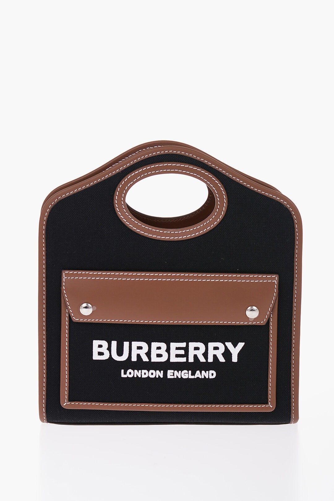 BURBERRY バーバリー バッグ 8055746 BLACKTAN レディース COTTON HAND BAG WITH LEATHER TRIMS 【関税・送料無料】【ラッピング無料】 dk