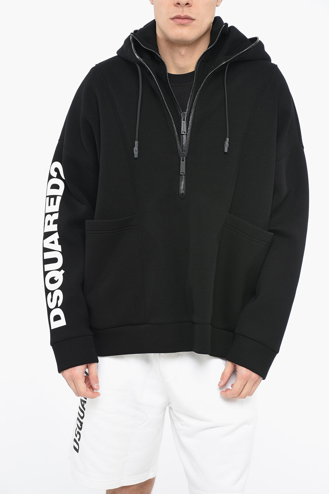 DSQUARED2 ディースクエアード トレーナー S74GU0697 S23326 900 メンズ OVERSIZED DOUBLENECK ANORAK SWEATSHIRT WITH ZIPPED DETAIL 【関税・送料無料】【ラッピング無料】 dk