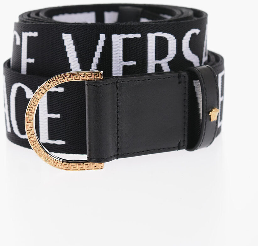 ベルサーチ 【本日5の付く日ポイント4倍!】 VERSACE ヴェルサーチ ベルト 1009851 1A06885 2B02O メンズ ALL OVER LOGO BELT WITH LEATHER TRIM 40MM 【関税・送料無料】【ラッピング無料】 dk