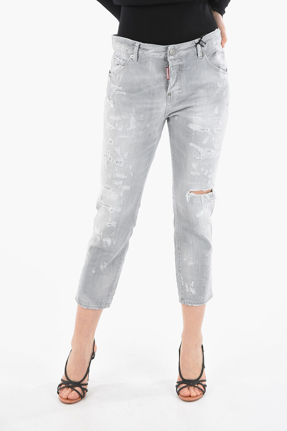 DSQUARED2 ディースクエアード デニム S75LB0588 S30260 852 レディース CROPPED COOL GIRL DENIMS WITH DISTRESSED EFFECT 18CM 【関税・送料無料】【ラッピング無料】 dk