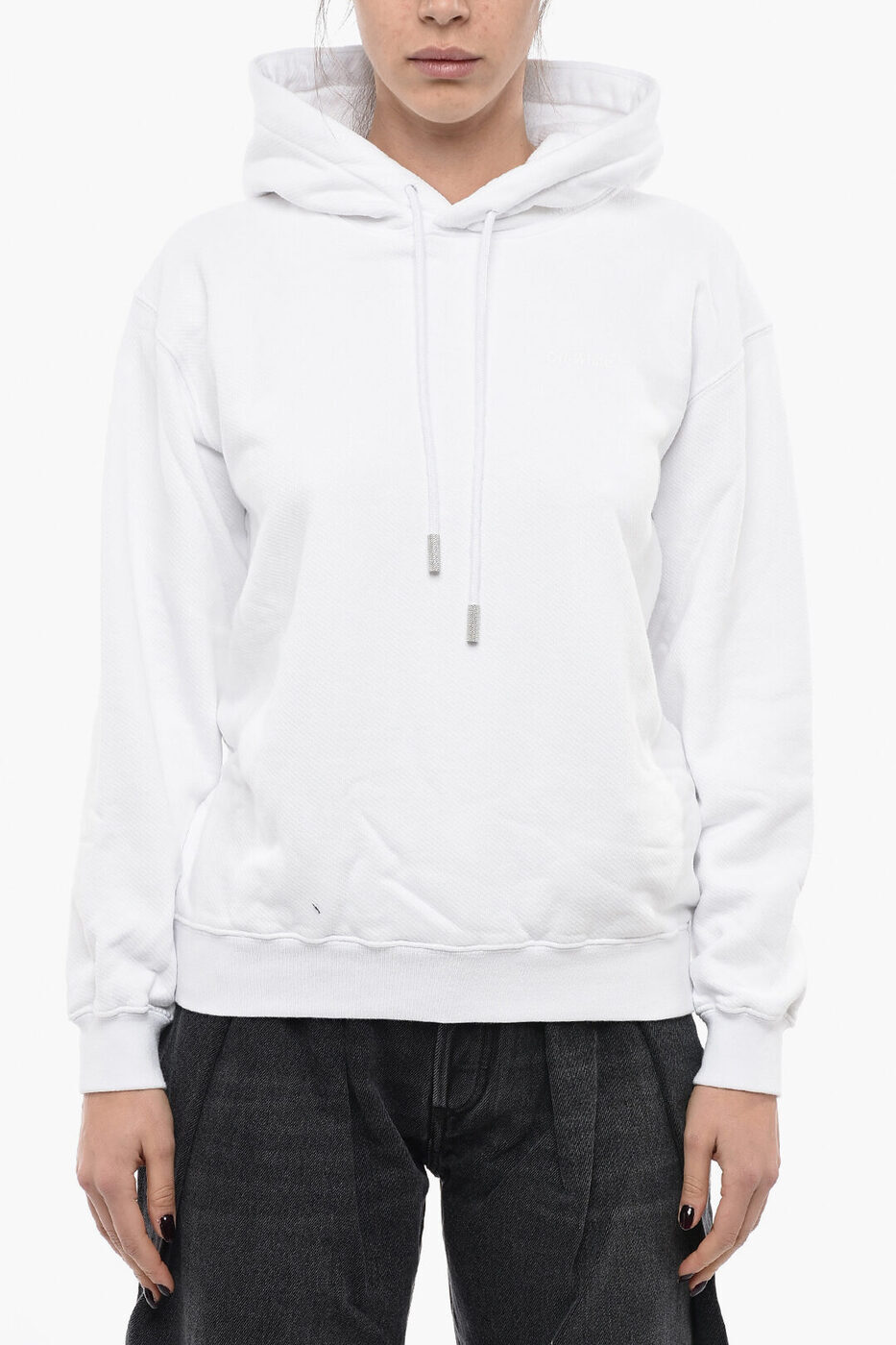 OFF WHITE オフホワイト トレーナー OWBB032C99JER0010101 レディース BRUSHED COTTON HOODIE WITH TONE ON TONE PRINT 【関税・送料無料】【ラッピング無料】 dk