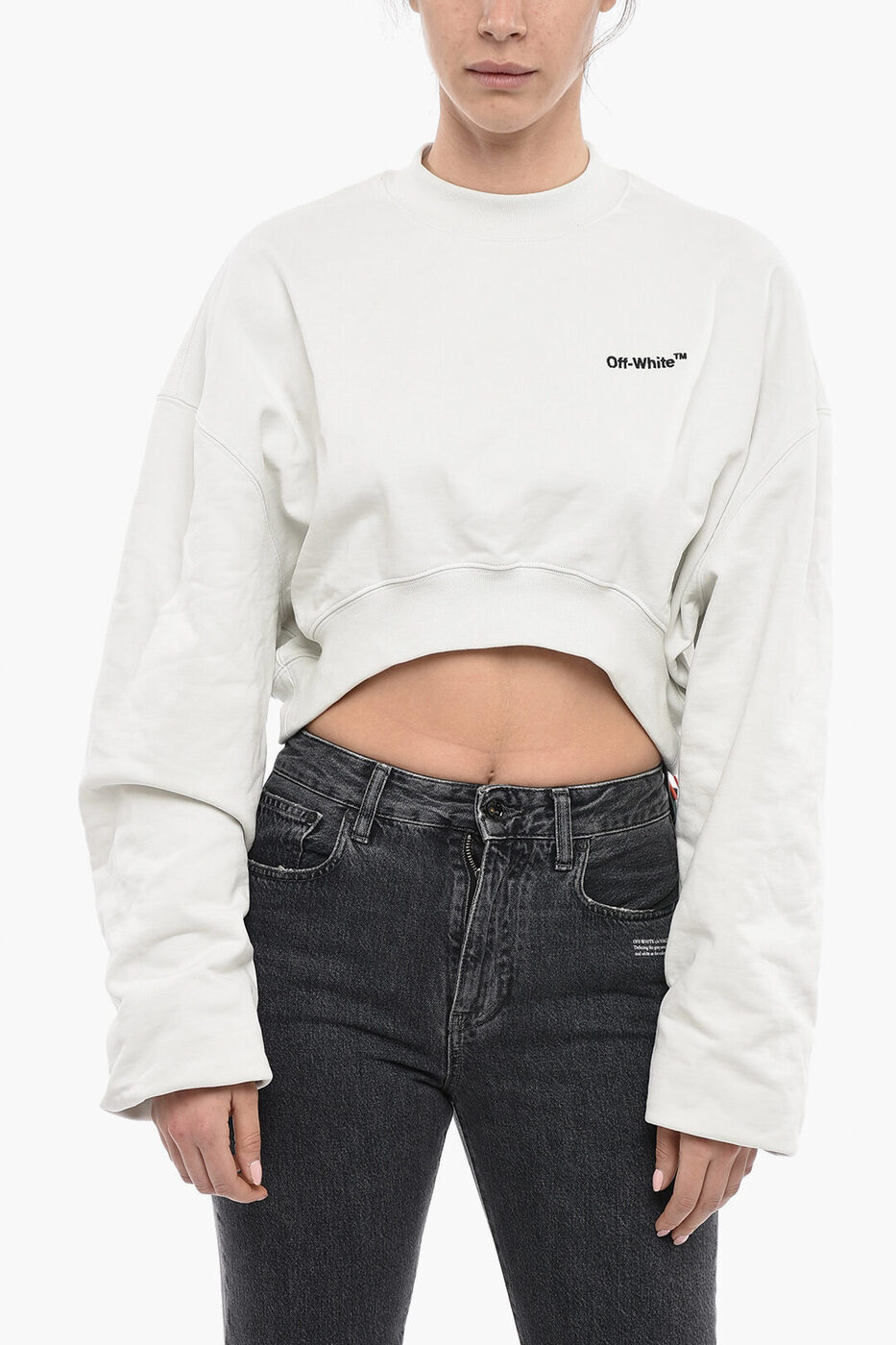 OFF WHITE オフホワイト トレーナー OWBA069S23JER0010410 レディース BRUSHED COTTON CROPPED FOR ALL CREWNECK SWEATSHIRT 【関税・送料無料】【ラッピング無料】 dk