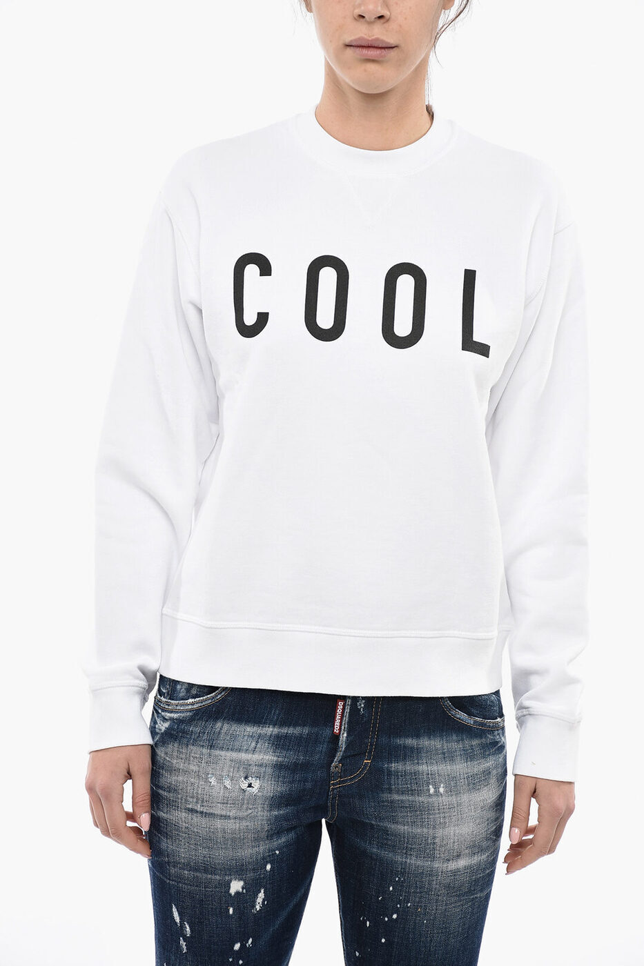 DSQUARED2 ディースクエアード トレーナー S72GU0353 S25042 100 レディース CREW NECK COOL FLEECE COTTON SWEATSHIRT 【関税・送料無料】【ラッピング無料】 dk