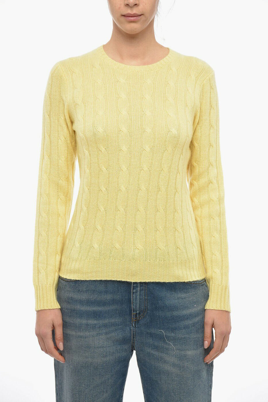 POLO RALPH LAUREN ラルフローレン ニットウェア 211880516/006 YELLOW レディース CREW NECK ARAN CASHMERE SWEATER  dk