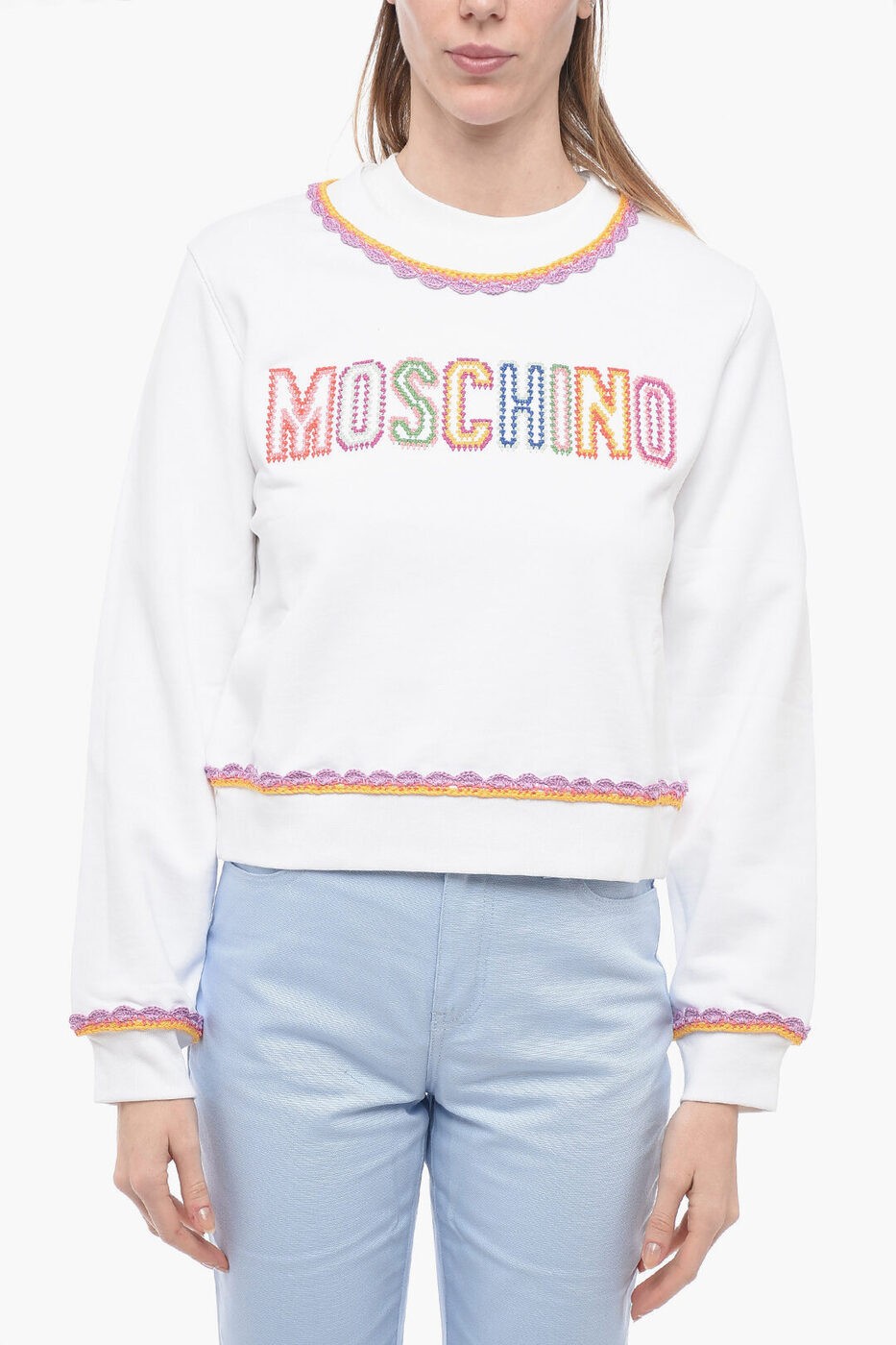 楽天BRANDSHOP・クラージュ楽天市場店MOSCHINO モスキーノ トレーナー 17020528A1001 レディース COUTURE! CREW NECK COTTON SWEATSHIRT WITH CROCHET EMBROIDERI 【関税・送料無料】【ラッピング無料】 dk