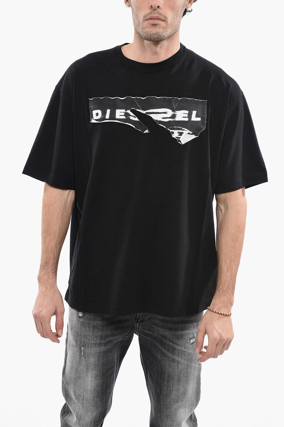 DIESEL ディーゼル トップス A08526 0JYYF 9XX メンズ DESTROYED EFFECT PRINTED T-WASH-POFF CREW-NEC..