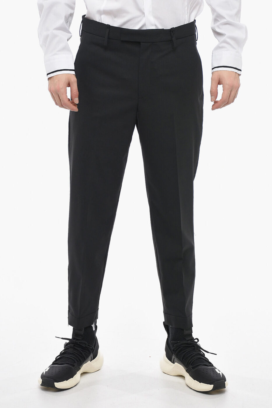 NEIL BARRETT ニール バレット パンツ PBPA097 U008 01 メンズ CUFFED HEM SLIM FIT PANTS WITH ANKLE ZIP 【関税・送料無料】【ラッピング無料】 dk