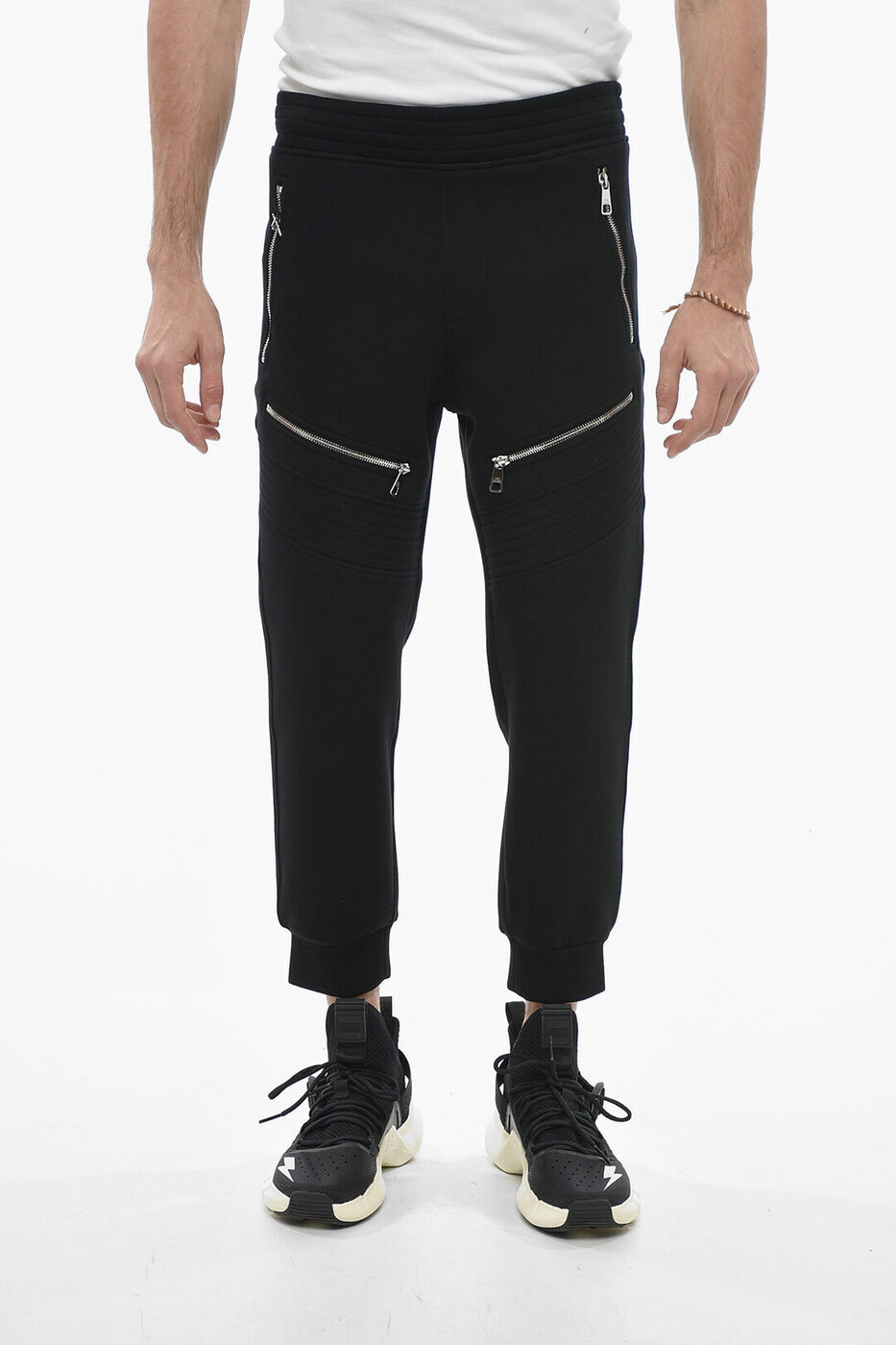 NEIL BARRETT ニール バレット パンツ BJP003H R500S 01 メンズ LOW-WASIT SKINNY FIT BIKER PANTS WITH ANKLE DRAWSTRING 【関税 送料無料】【ラッピング無料】 dk