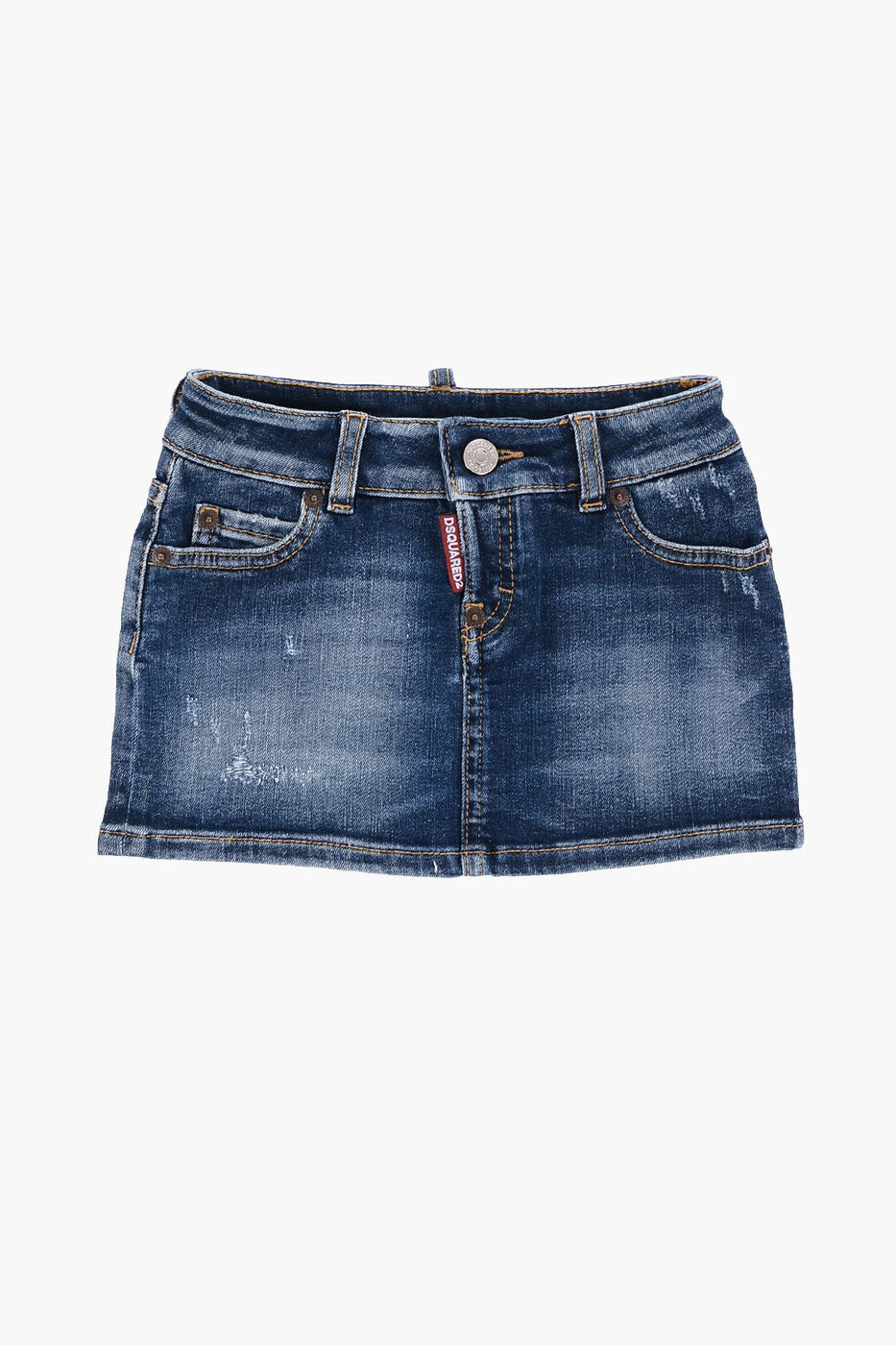 DSQUARED2 ディースクエアード スカート DQ01W4 D0A2P DQ01 ガールズ STRETCH DENIM SKIRT WITH METAL ..