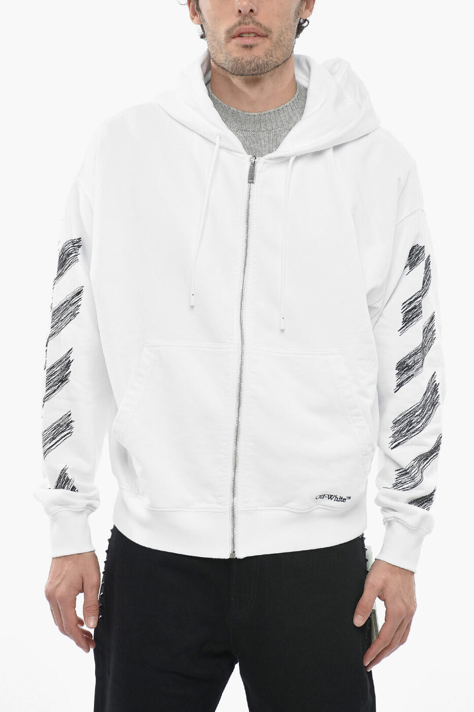 楽天BRANDSHOP・クラージュ楽天市場店OFF WHITE オフホワイト トレーナー OMBE015S23FLE001 0110 メンズ SEASONAL FRONT ZIPPED SCRIBBLE DIAG HOODIE 【関税・送料無料】【ラッピング無料】 dk