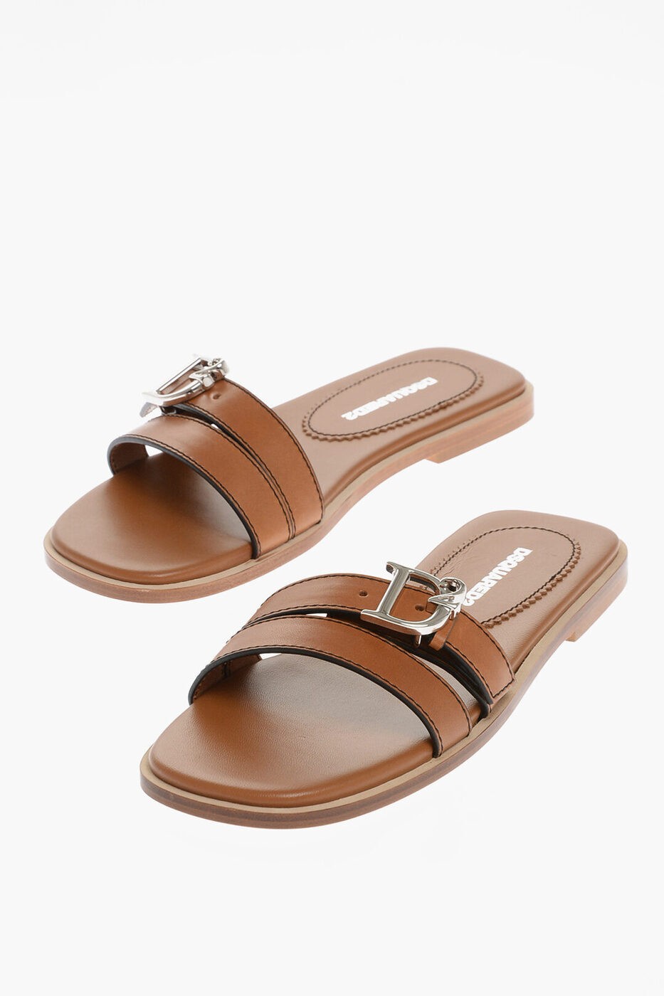 【本日5の付く日ポイント4倍!】 DSQUARED2 ディースクエアード フラットシューズ FSW005912900001 5089 レディース LEATHER SANDALS WITH SILVER-TONE BUCKLE 【関税・送料無料】【ラッピング無料】 dk