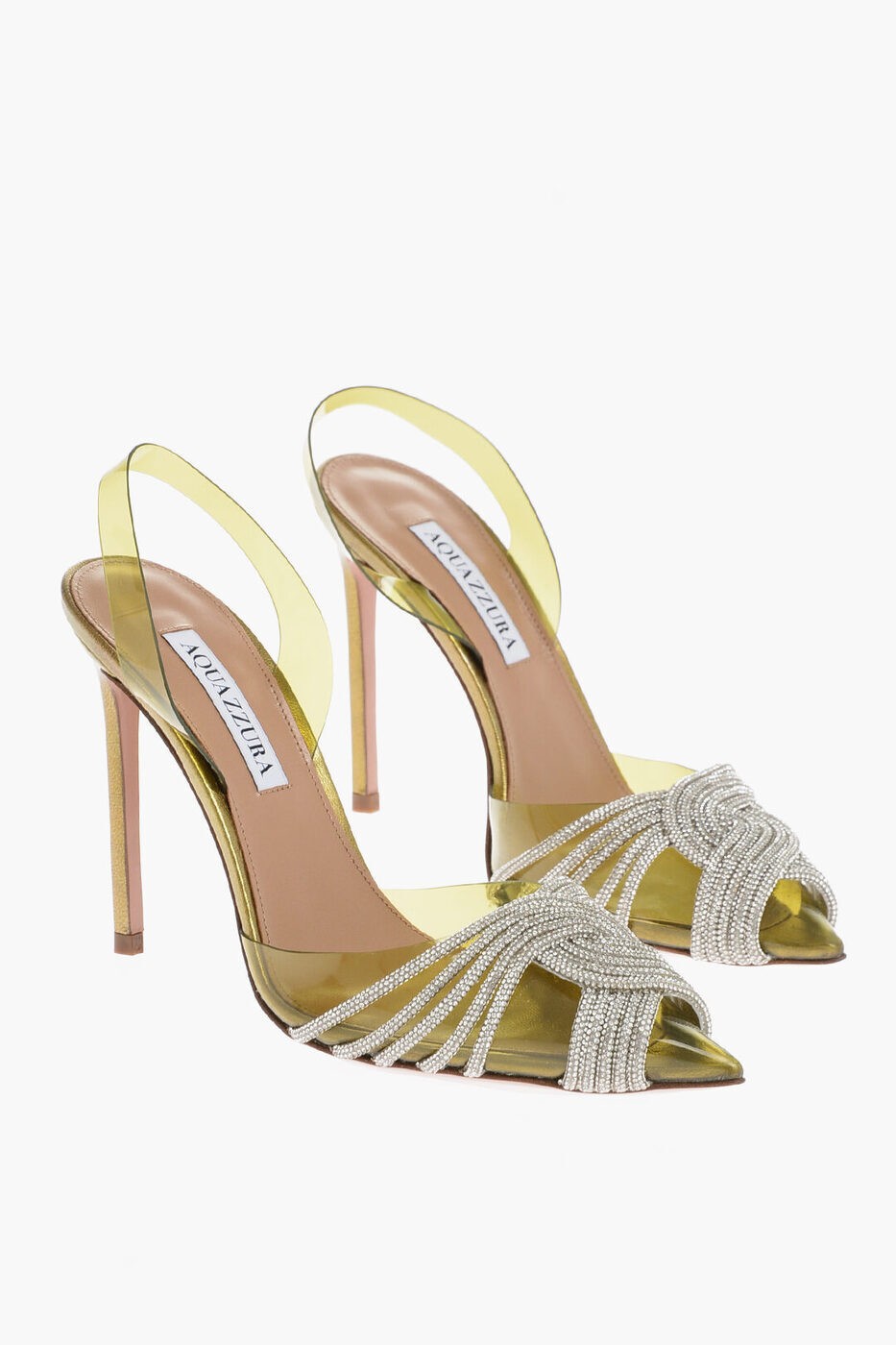 AQUAZZURA アクアズーラ パンプス GASHIGL0 MTP 996 レディース PVC GATSBY SLINGBACK PUMPS WITH RHINESTONE EMBELLISHMENT AND  dk