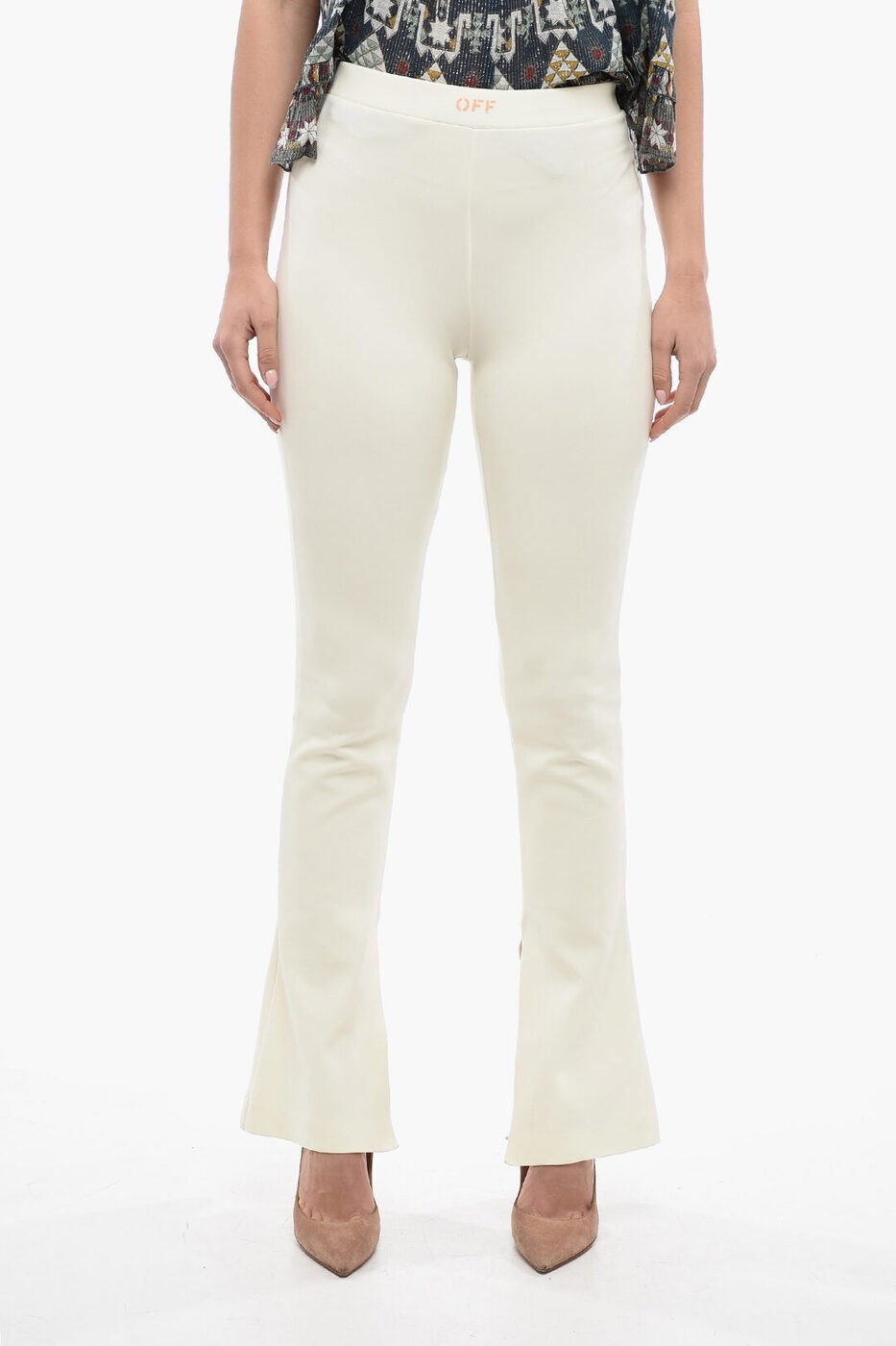 ݥȺ4!! եۥ磻 OFF WHITE ܥ ѥ ǥ Trousers LOGO PRINT SPLI...