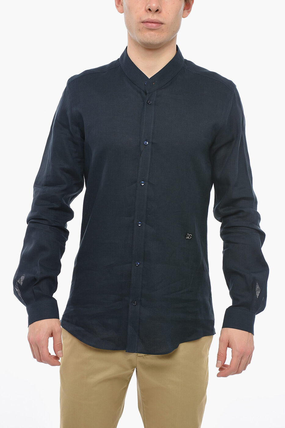 ɥ&åС DOLCE&GABBANA   Shirts MARTINI MANDARIN COLLAR FLAX SHIRT G5KC5T FU4IK B0011  ̵ åԥ̵ 2020SS dk