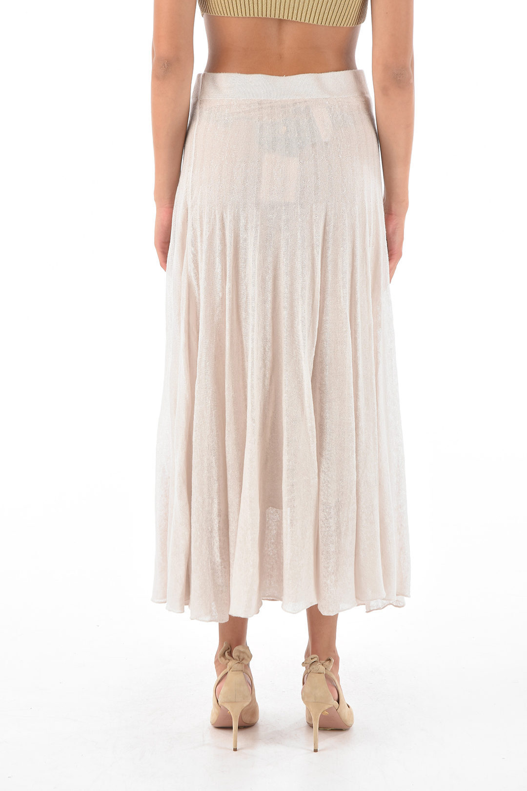 得価超激安 AGNONA DRAWSTRING WAIST FLAX AND SILK FLARED SKIRT dk