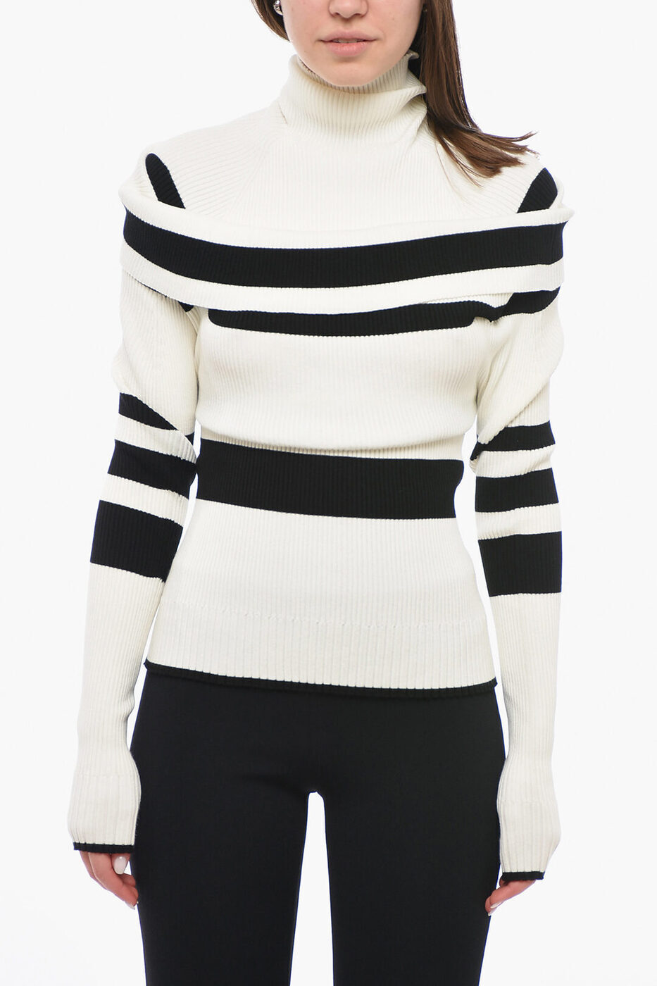 ATTICO アティコ ニットウェア 231WCK74 KV001 020 レディース TURTLENECK SWEATER WITH CUT-OUT DETAIL AND STRIPED PATTERN 【関税・送料無料】【ラッピング無料】 dk