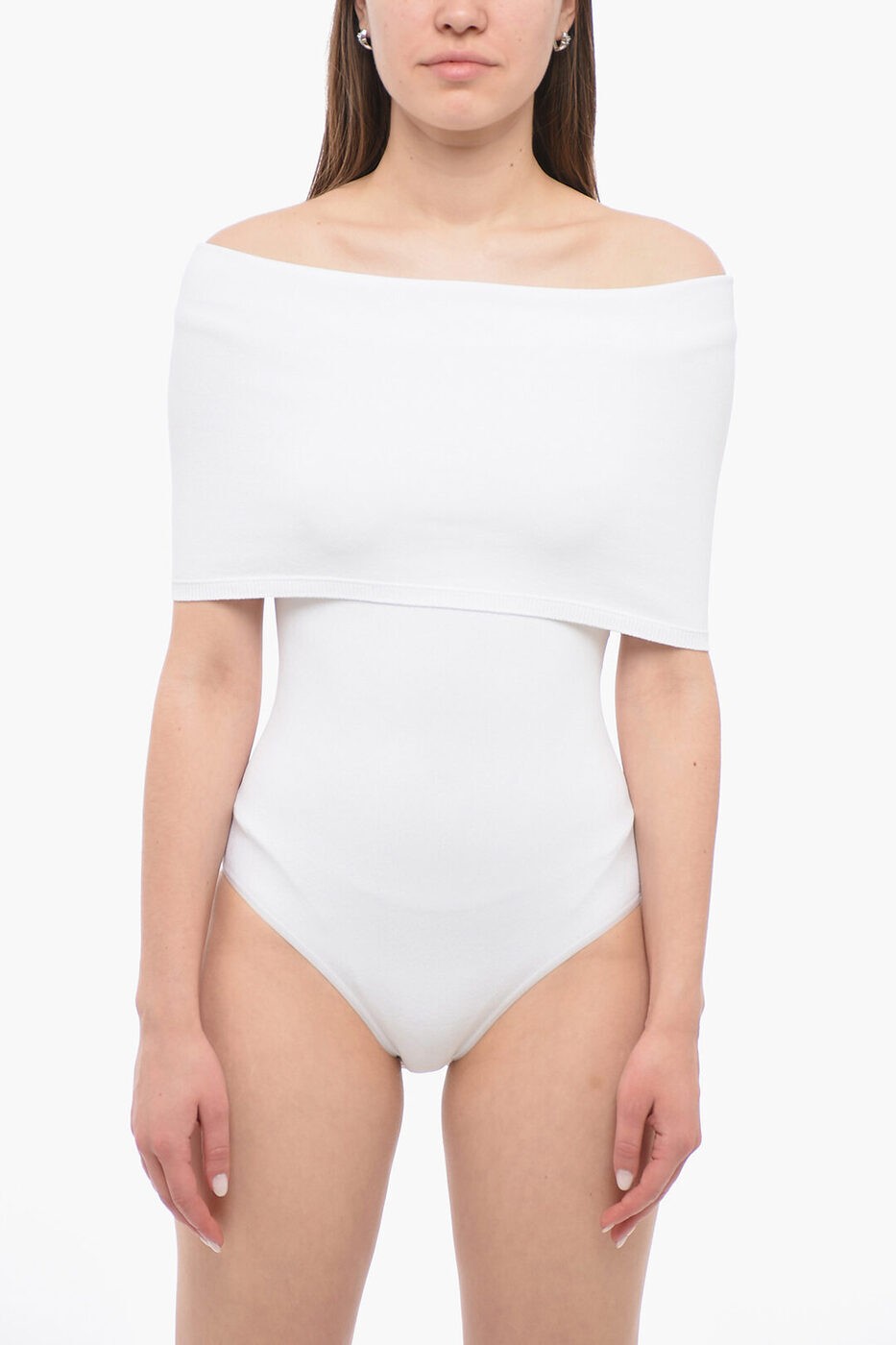 ALAIA 饤 ȥåץ AA9B01762M035 000 ǥ OFF-SHOULDER BODY WITH TURN-UP DETAIL ڴǡ̵ۡڥåԥ̵ dk