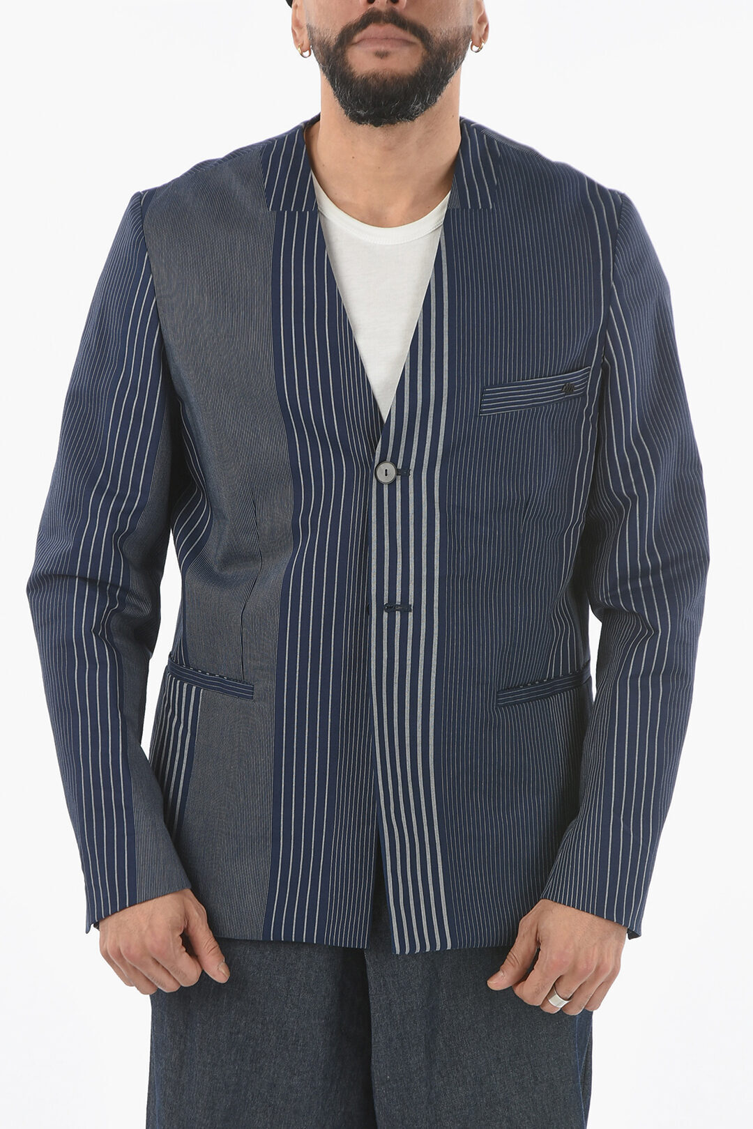 【土日限定クーポン配布中！】 IXOS イクソス ジャケット J22E50011-FA BLU メンズ STRIPED CENTER SPLIT V-NECK FALERIO 2-BUTTONS BLAZER 【関税・送料無料】【ラッピング無料】 dk