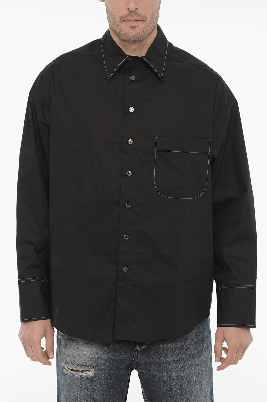 ROLD SKOV シャツ BATSHIRTCO BLK メンズ SPREAD COLLAR COTTON POPELINE SHIRT 【関税・送料無料】【ラッピング無料】 dk