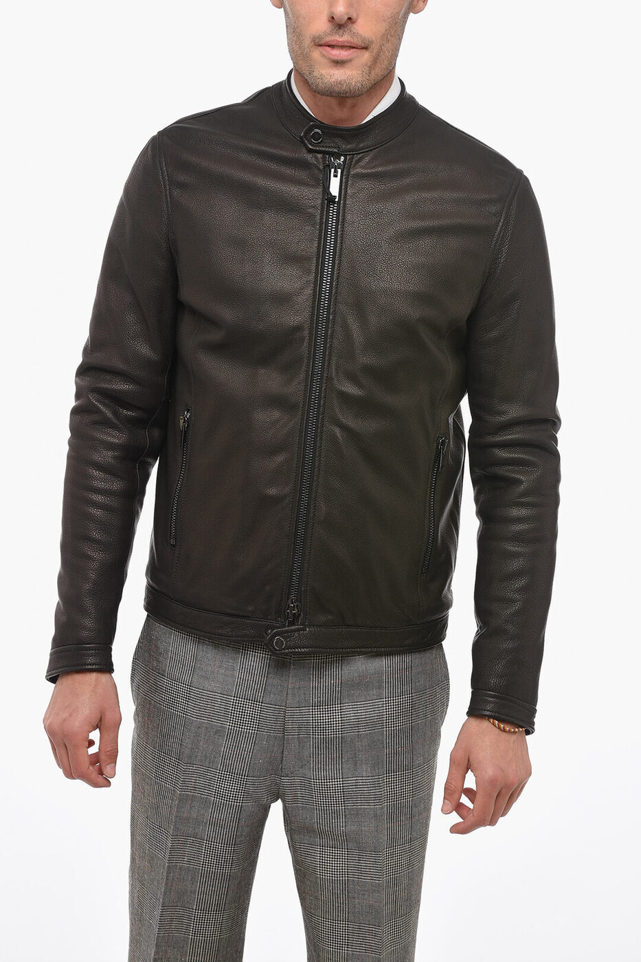 TAGLIATORE タリアトーレ ジャケット STANFORD ASI2008 NERO メンズ TEXTURED LEATHER BIKER JACKET WITH FRONTAL ZIP 【関税・送料無料】【ラッピング無料】 dk