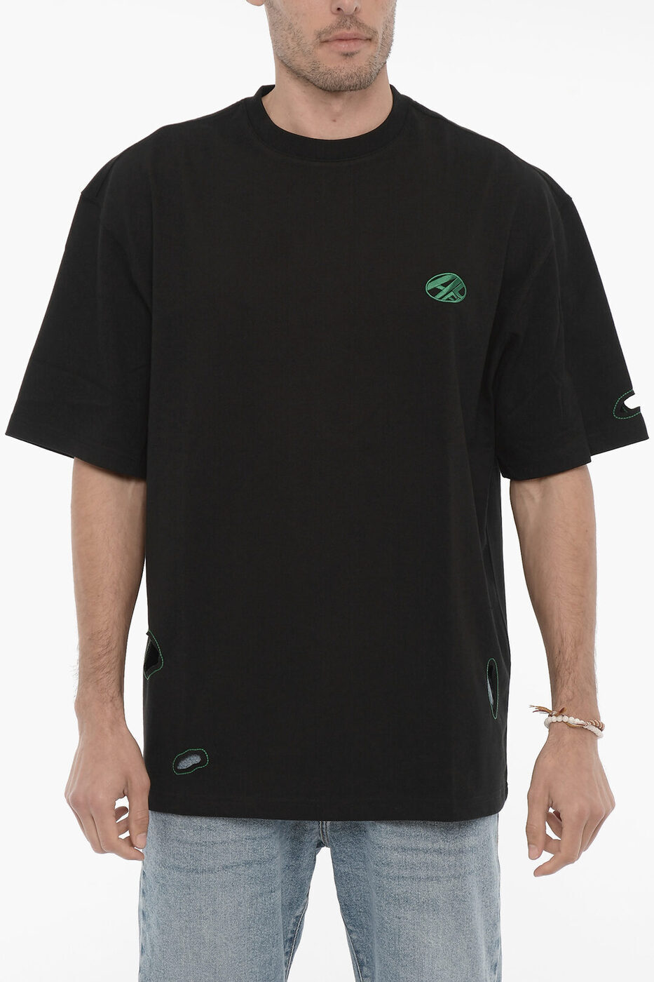 ADER ERROR 顼 ȥåץ BLASSHT03BKCO BLACK  SOLID COLOR CREW-NECK T-SHIRT WITH CUT-OUT DETAILS ڴǡ̵ۡڥåԥ̵ dk