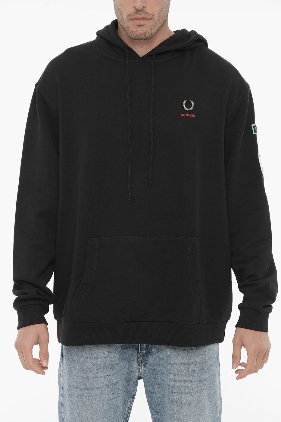 RAF SIMONS ラフ シモンズ トレーナー SM4213-45CO 102 メンズ FRED PERRY COTTON HOODIE WITH LOGO-APPLICATION 【関税 送料無料】【ラッピング無料】 dk