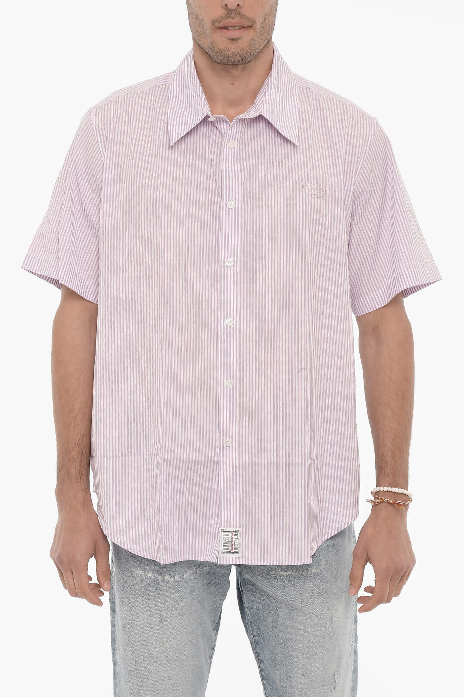 ڳŷѡSALE!!30000߰ʾ2000OFFݥоݡ MARTINE ROSE ޡƥ   MRSS23425CO LILWS  AWNING STRIPED SHORT SLEEVE SHIRT ڴǡ̵ۡڥåԥ̵ dk