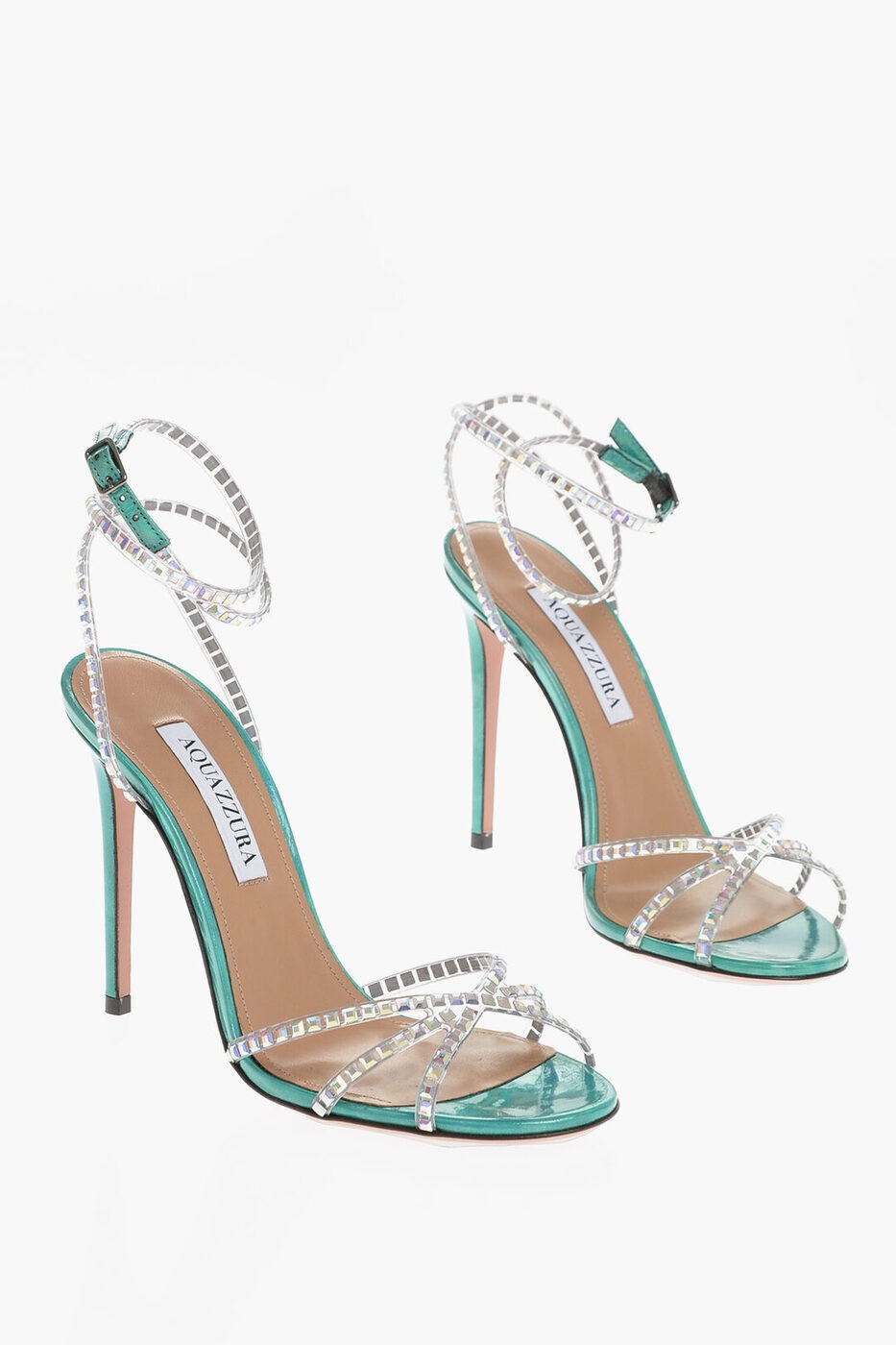 AQUAZZURA アクアズーラ パンプス DNCHIGS0CXV ACQ レディース IRIDESCENT LEATHER DANCE PLAXI ANKLE-STRAP SANDALS WITH RHIN  dk