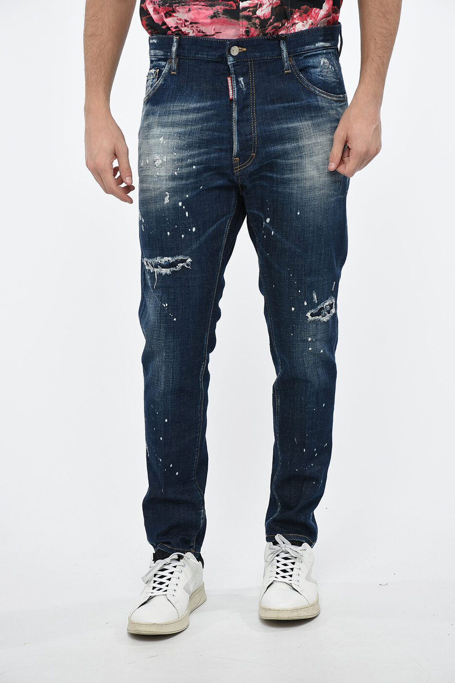 DSQUARED2 ディースクエアード デニム S74LB1295 S30342 470 メンズ DISTRESSED RELAX LONG CROTCH DENIMS WITH LOGO PRINT 16CM 【関税・送料無料】【ラッピング無料】 dk