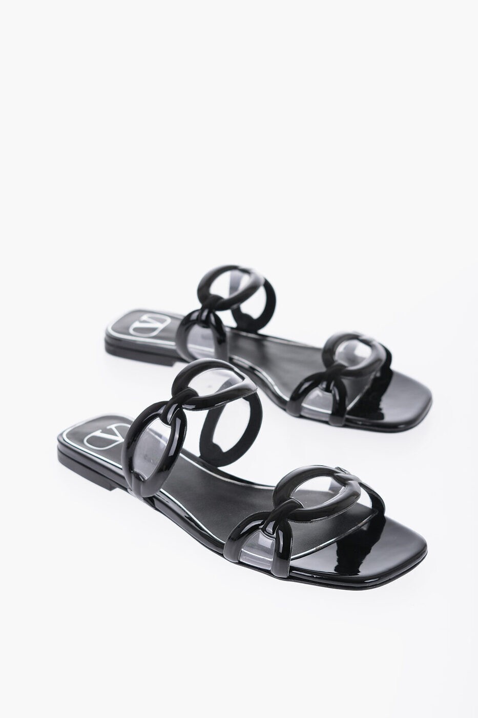 VALENTINO バレンチノ フラットシューズ 2W2S0GK2 LMY ES7 レディース LEATHER SLIDES WITH CLEAR DETAILS 【関税・送料無料】【ラッピング無料】 dk