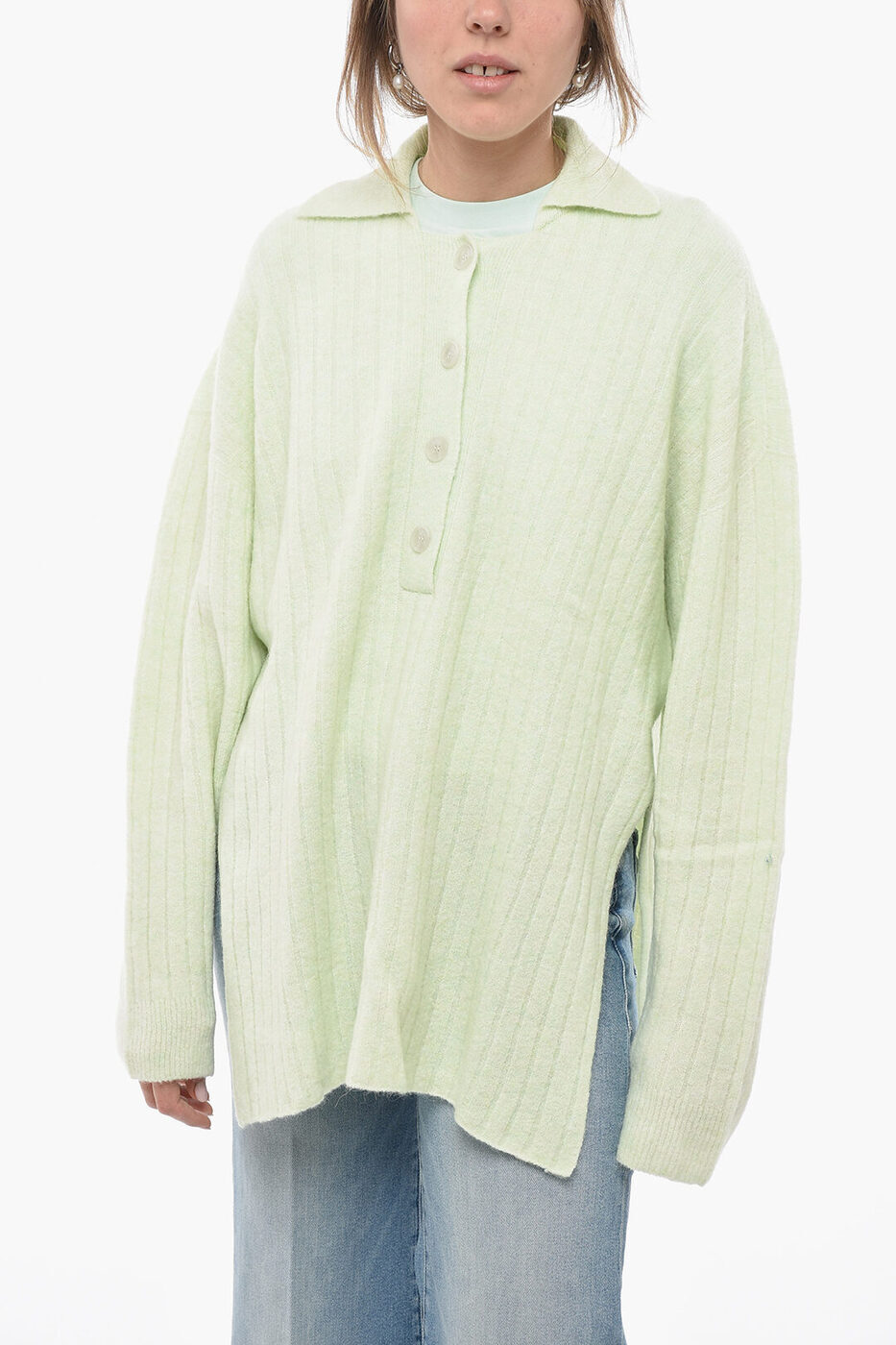 RUS ルース ニットウェア FF22003LG LIGHT SAGE レディース WOOL BLEND SWEATER WITH POLO NECK 【関税・送料無料】【ラッピング無料】 dk