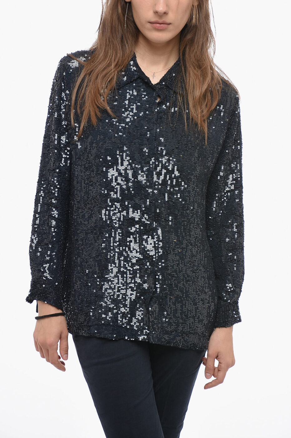 PAROSH ѥ  GUMMY D380540 012 ǥ HIDDEN CLOSURE SEQUINED GUMMY BLOUSE ڴǡ̵ۡڥåԥ̵ dk