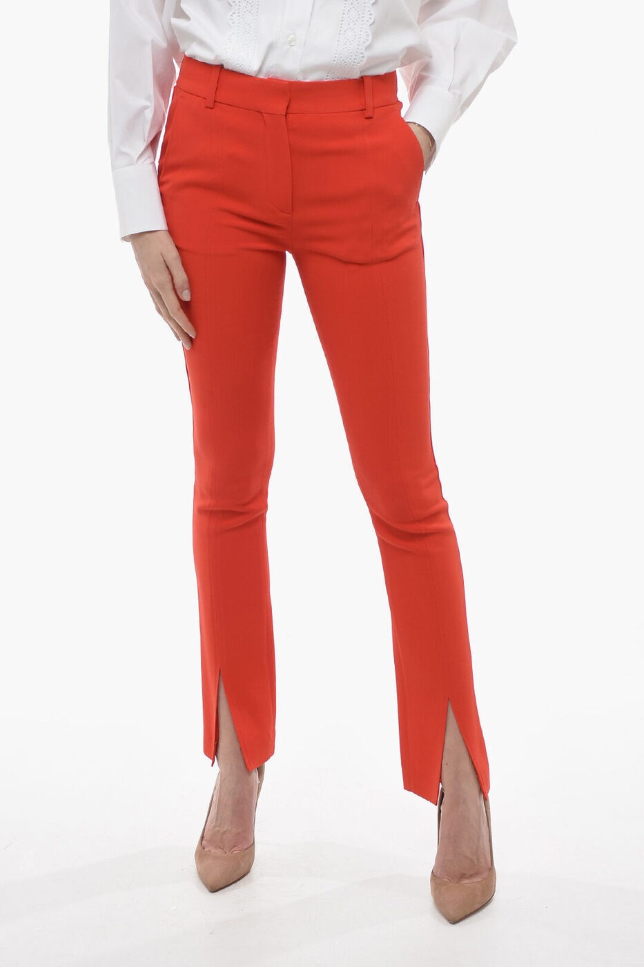 VICTORIA BECKHAM ȥꥢ٥å ѥ TR SLM 2809 TOMATO ǥ STRETCH FABRIC CHINOS PANTS WITH FRONT STITCHING ڴǡ̵ۡڥåԥ̵ dk