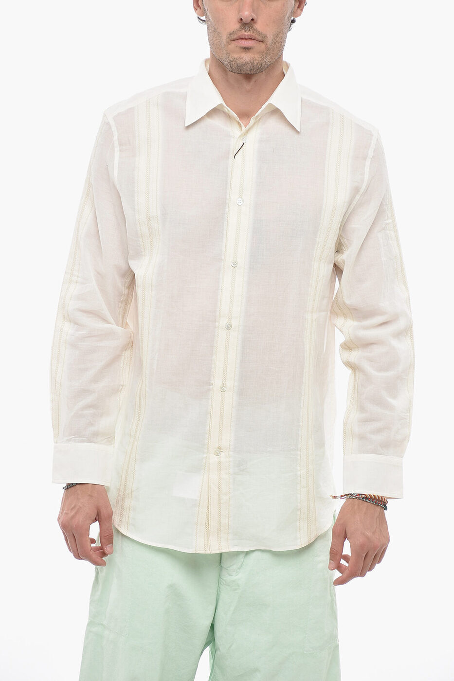 ETRO エトロ シャツ 1K8701462 991 メンズ STRIPED SHIRT WITH LACE-TRIM DETAIL 【関税・送料無料】【ラッピング無料】 dk