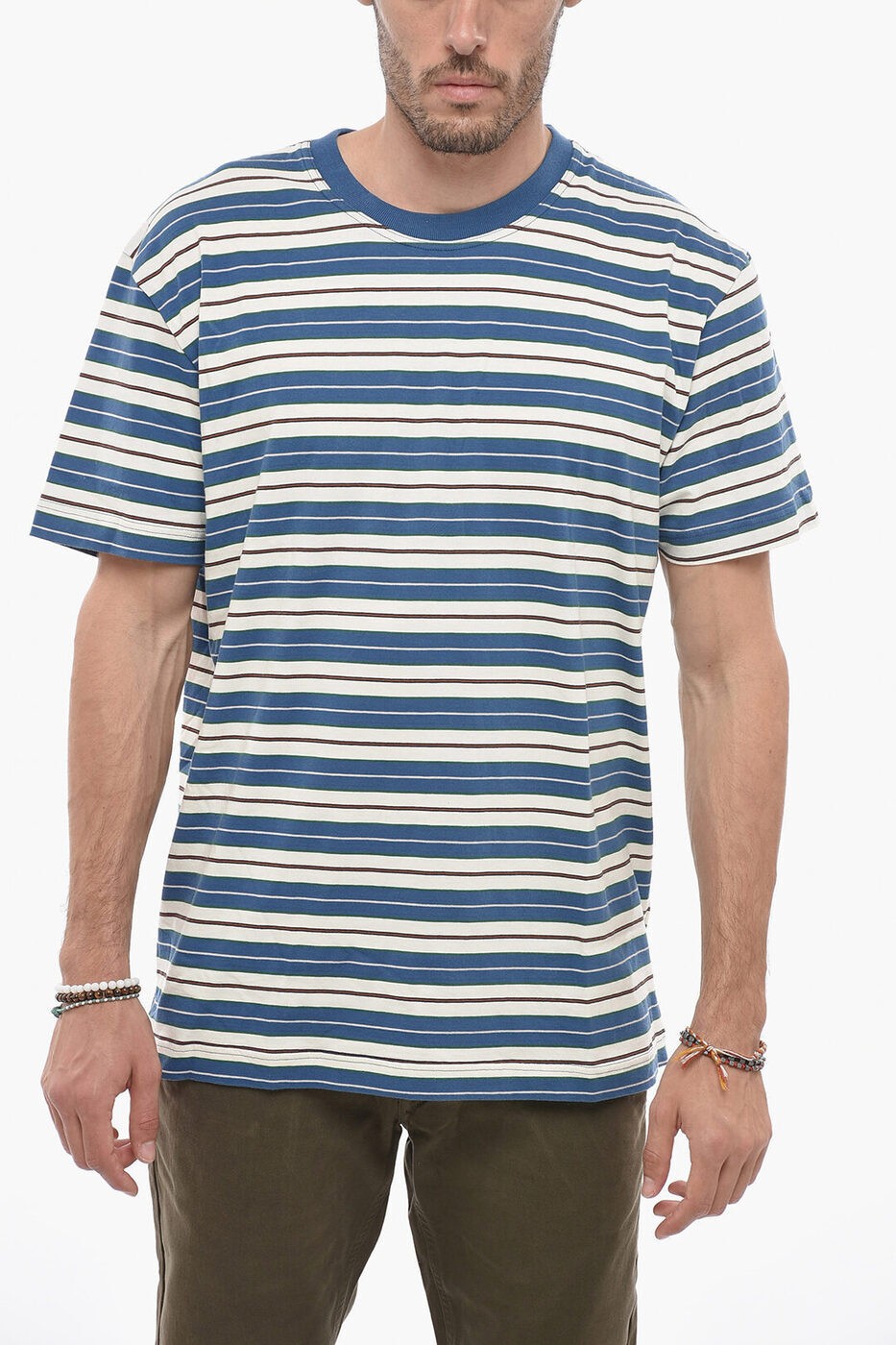 HOWLIN' ハウリン トップス SMILINGFACESSTRANGELAND メンズ STRIPED CREW-NECK T-SHIRT WITH RIB DETAIL 【関税・送料無料】【ラッピング無料】 dk