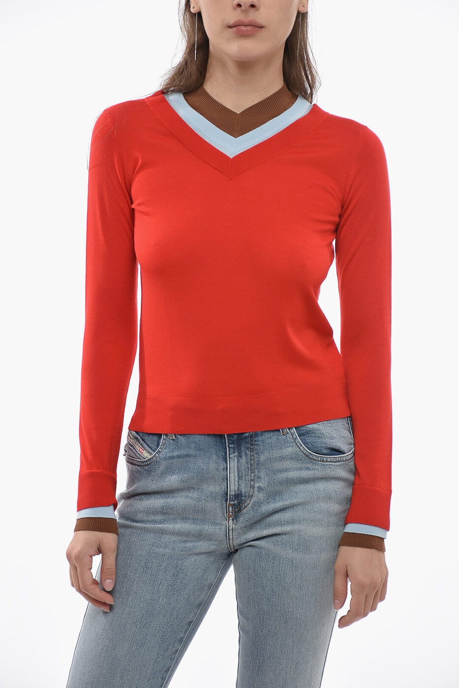 TORY BURCH トリー バーチ ニットウェア 144856604 レディース WOOL TRIPLE-LAYERED SWEATER WITH V-NECKLINE  dk