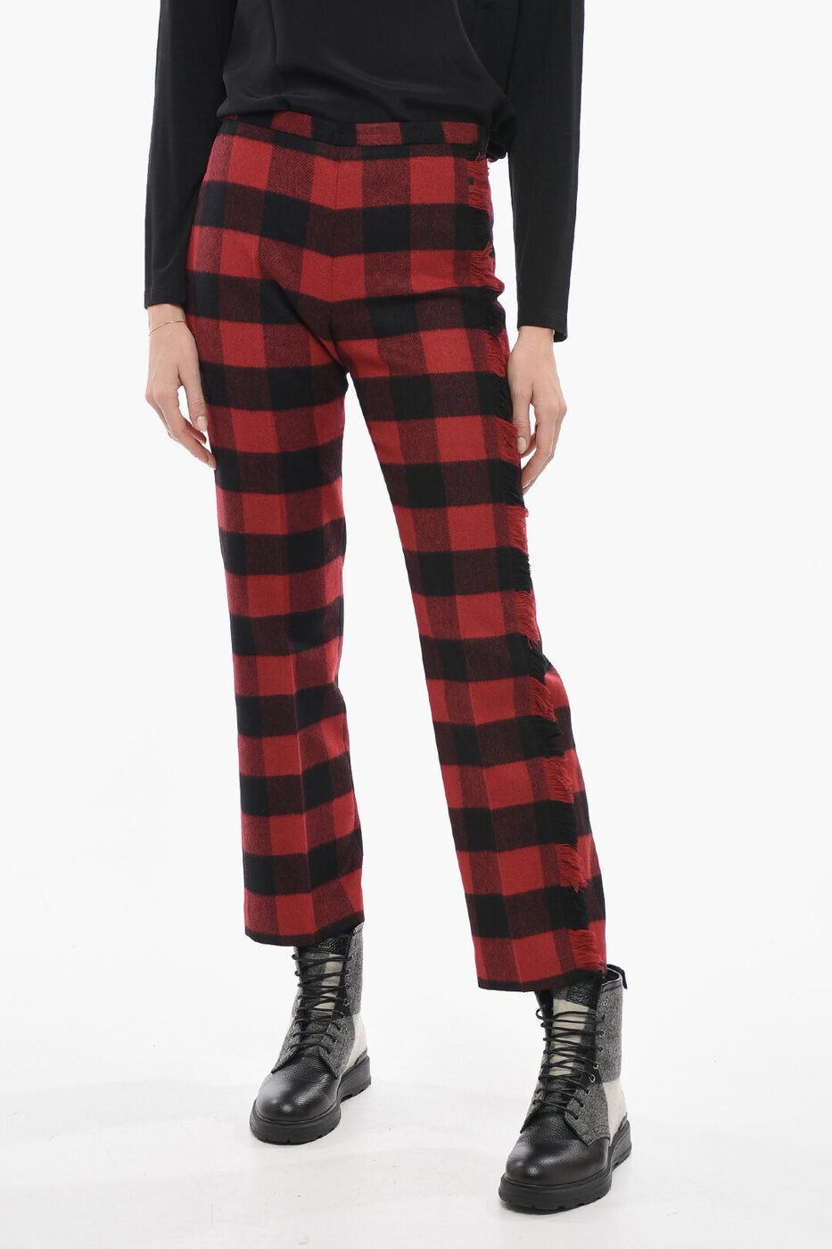 å WOOLRICH ܥ ѥ ǥ Trousers STRETCH WOOL PANTS WITH CHECK P...