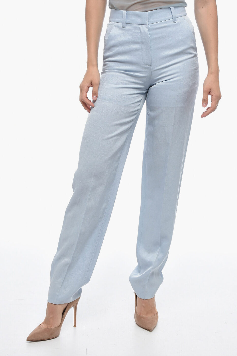 ĥ KRIZIA ܥ ѥ ǥ Trousers 3-POCKET FLAX BLEND PANTS WITH HID...