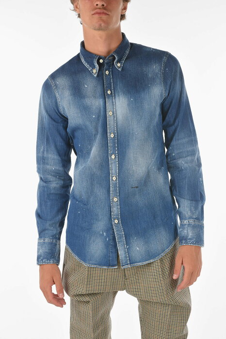 DSQUARED2 ディースクエアード Blue シャツ S71DM0518 S30341 470 メンズ DENIM STRETCH BUTTON-DOWN COLLAR SHIRT 【関税・送料無料】【ラッピング無料】 dk