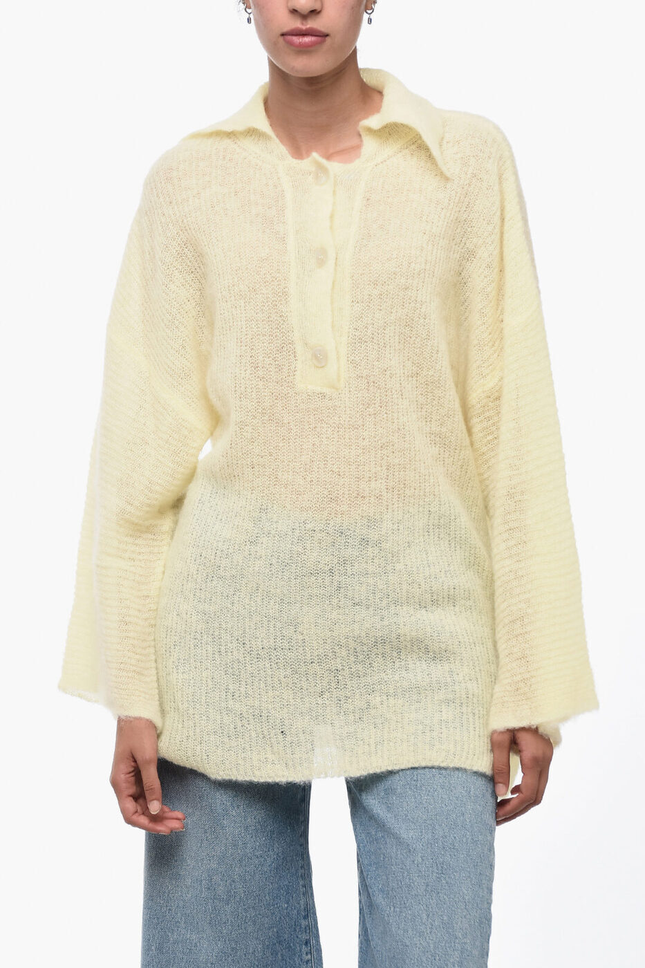 RUS ルース ニットウェア CZ20012B BUTTER レディース DROPPED SHOULDER OVERSIZE SWEATER WITH COLLAR..