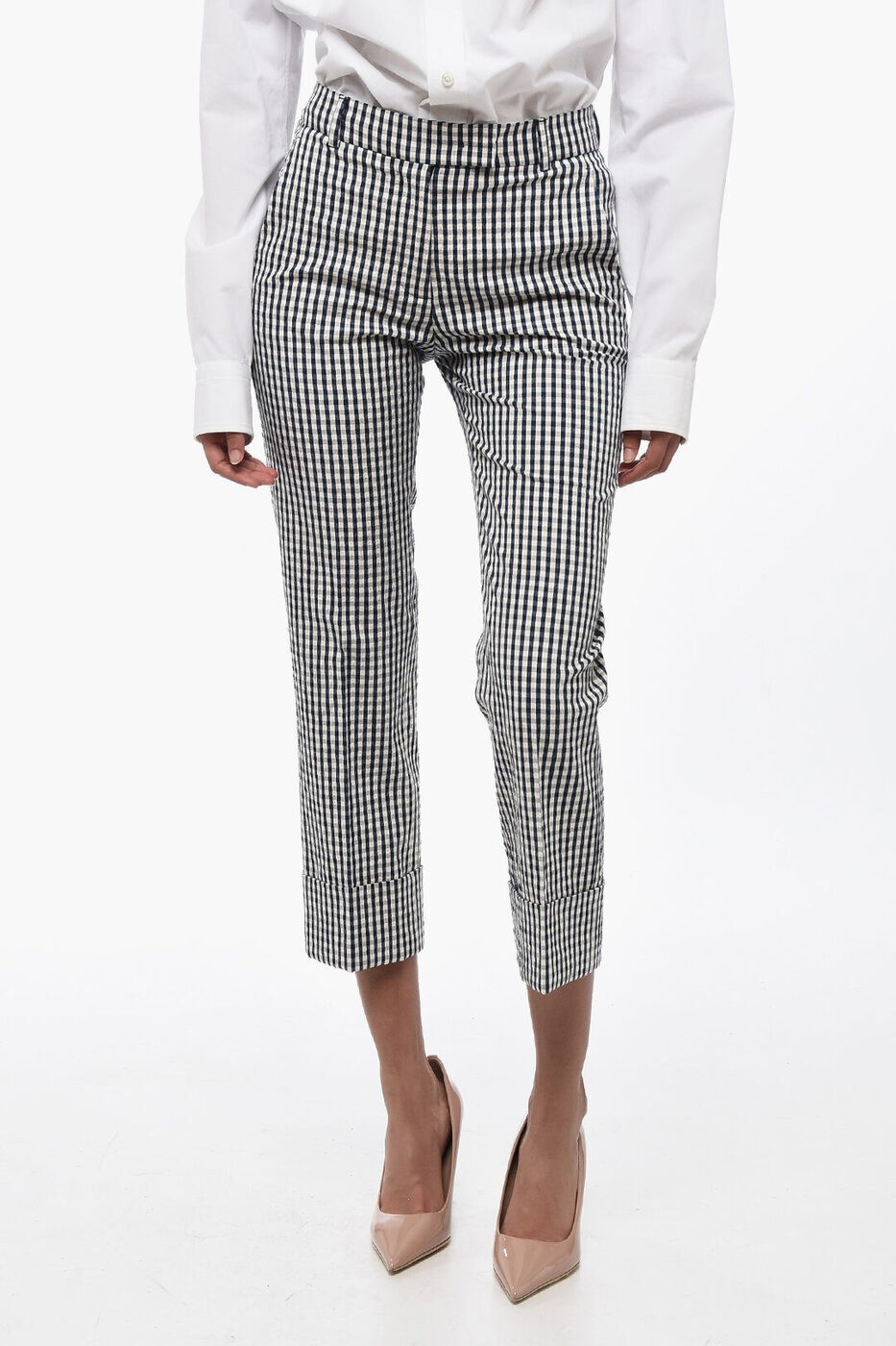 ȥ꡼ QL2 ܥ ѥ ǥ Trousers GINGHAM PATTERNED CHINOS PANTS WITH ...